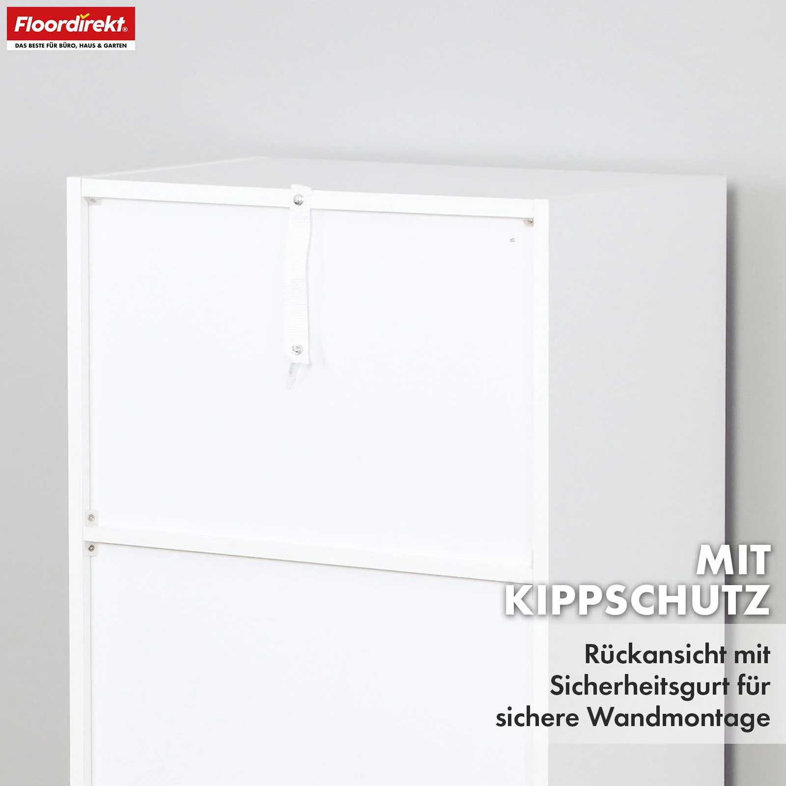 Bücherregal | California | Modernes, platzsparendes MDF-Regal mit Anti-Kipp-Sicherung in Weiß 4-8 offene Fächer - Image 15