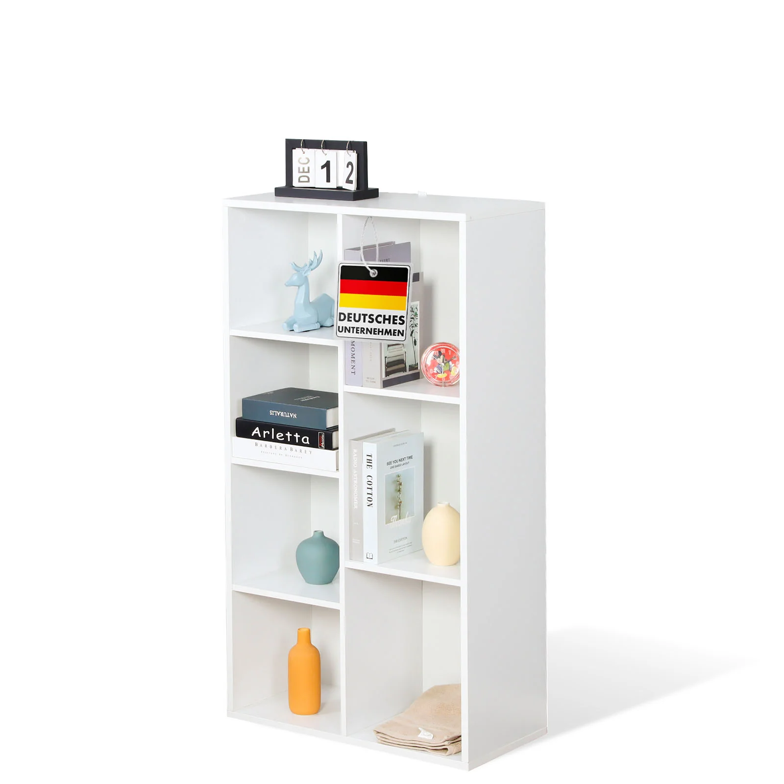 Bücherregal | California | Modernes, platzsparendes MDF-Regal mit Anti-Kipp-Sicherung in Weiß 4-8 offene Fächer - Image 17