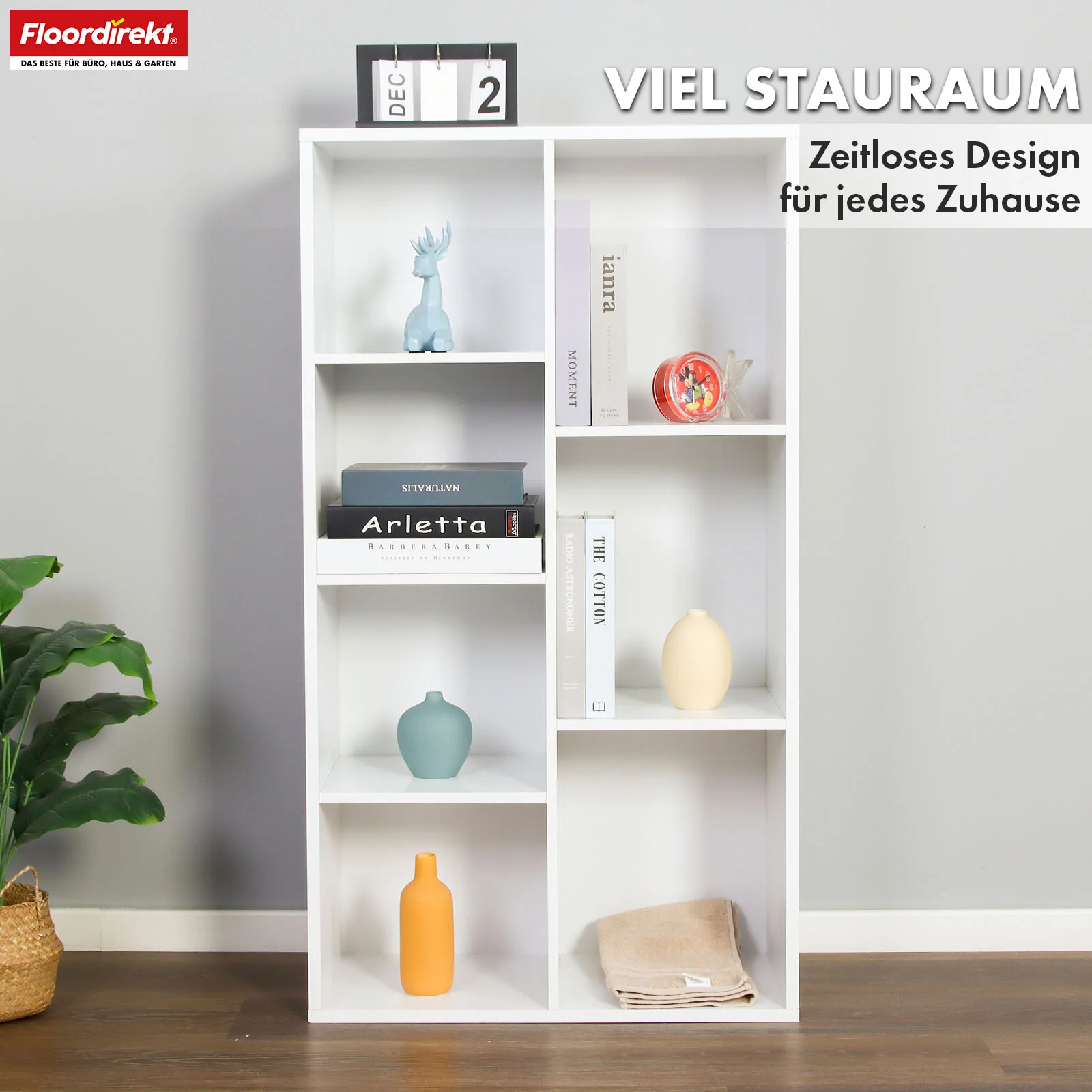 Bücherregal | California | Modernes, platzsparendes MDF-Regal mit Anti-Kipp-Sicherung in Weiß 4-8 offene Fächer - Image 20