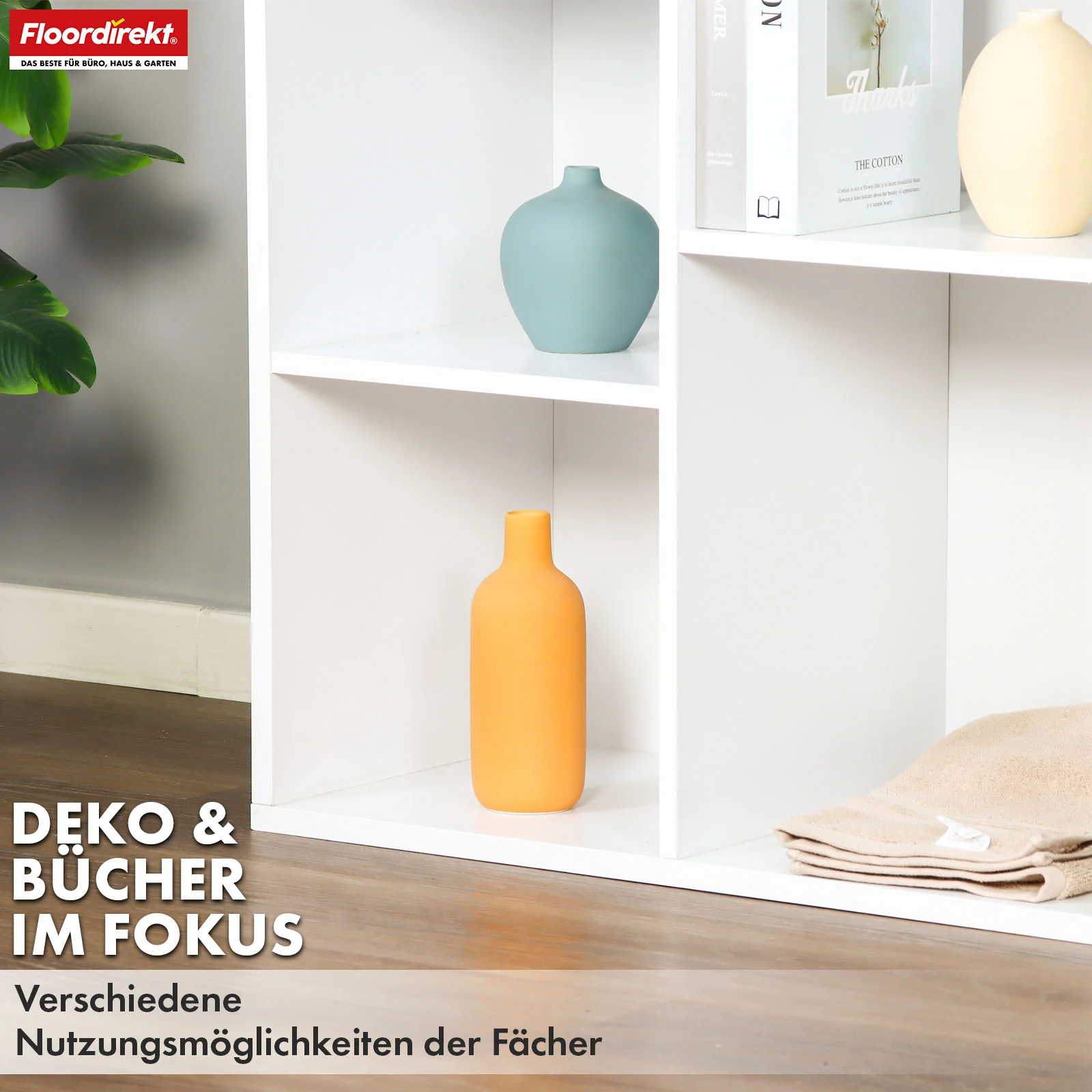 Bücherregal | California | Modernes, platzsparendes MDF-Regal mit Anti-Kipp-Sicherung in Weiß 4-8 offene Fächer - Image 22