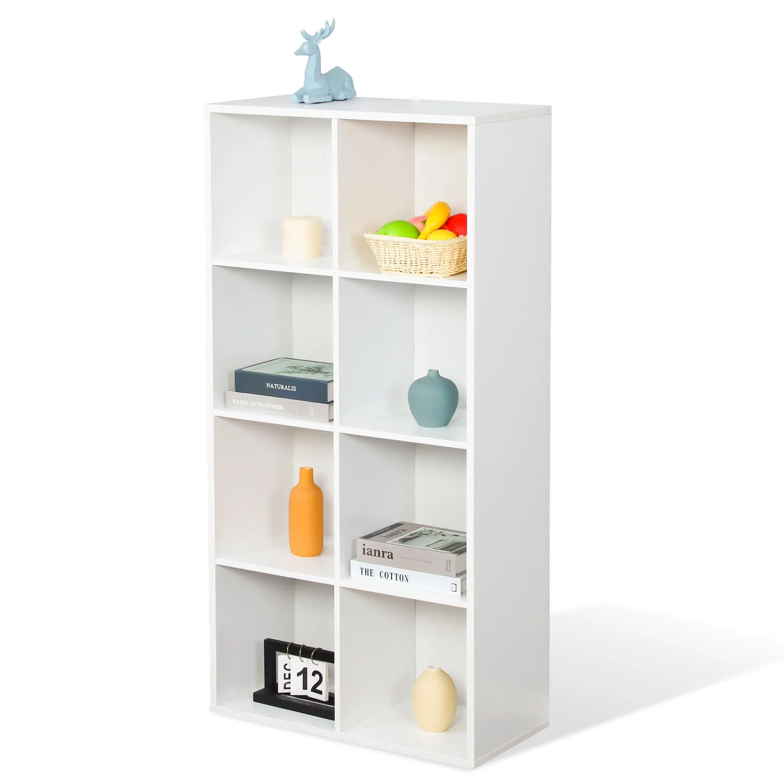 Bücherregal | California | Modernes, platzsparendes MDF-Regal mit Anti-Kipp-Sicherung in Weiß 4-8 offene Fächer - Image 25