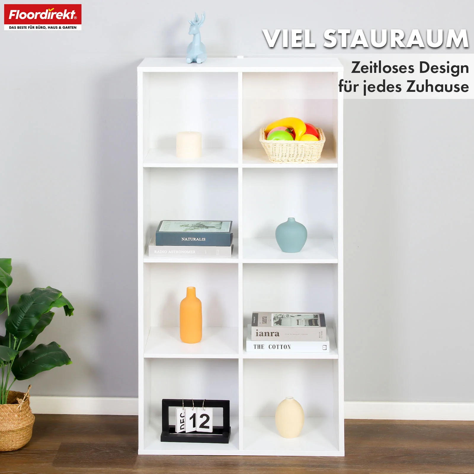 Bücherregal | California | Modernes, platzsparendes MDF-Regal mit Anti-Kipp-Sicherung in Weiß 4-8 offene Fächer - Image 28