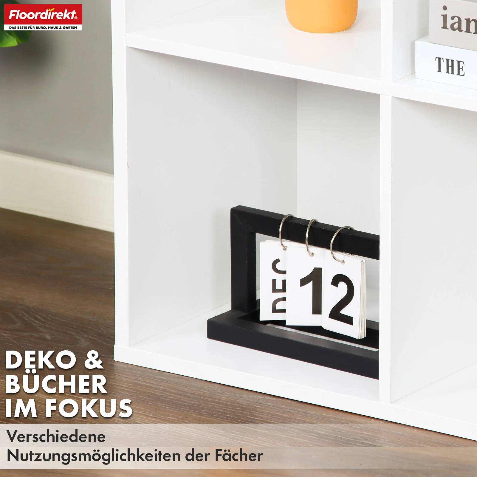 Bücherregal | California | Modernes, platzsparendes MDF-Regal mit Anti-Kipp-Sicherung in Weiß 4-8 offene Fächer - Image 30