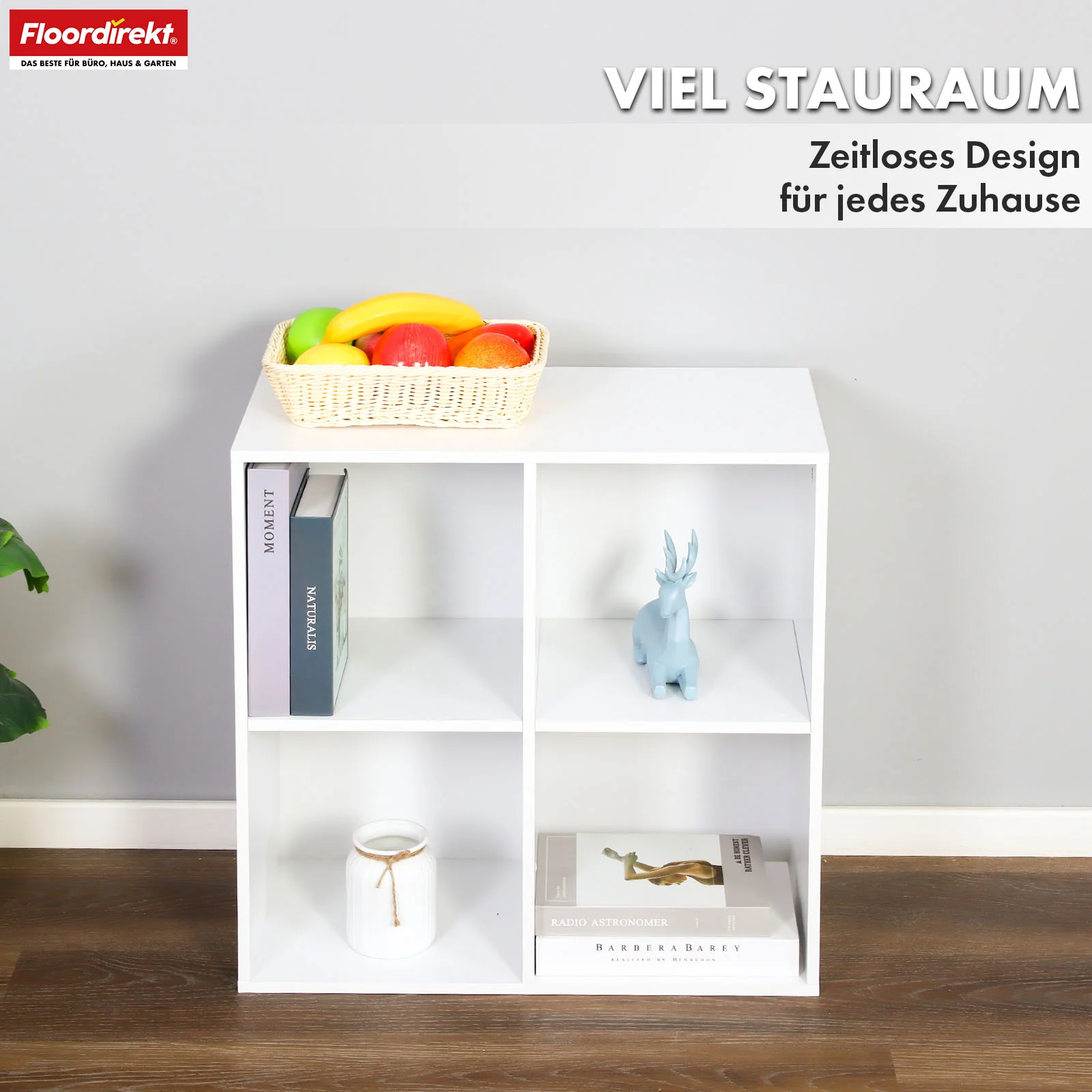Bücherregal | California | Modernes, platzsparendes MDF-Regal mit Anti-Kipp-Sicherung in Weiß 4-8 offene Fächer - Image 4