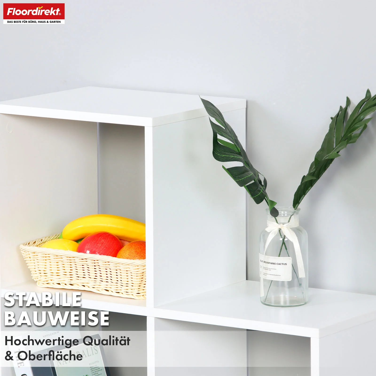 Bücherregal | Carolina | Weißes Stufenregal aus MDF mit 6 Fächern für Bücher, Pflanzen & Deko - Image 5