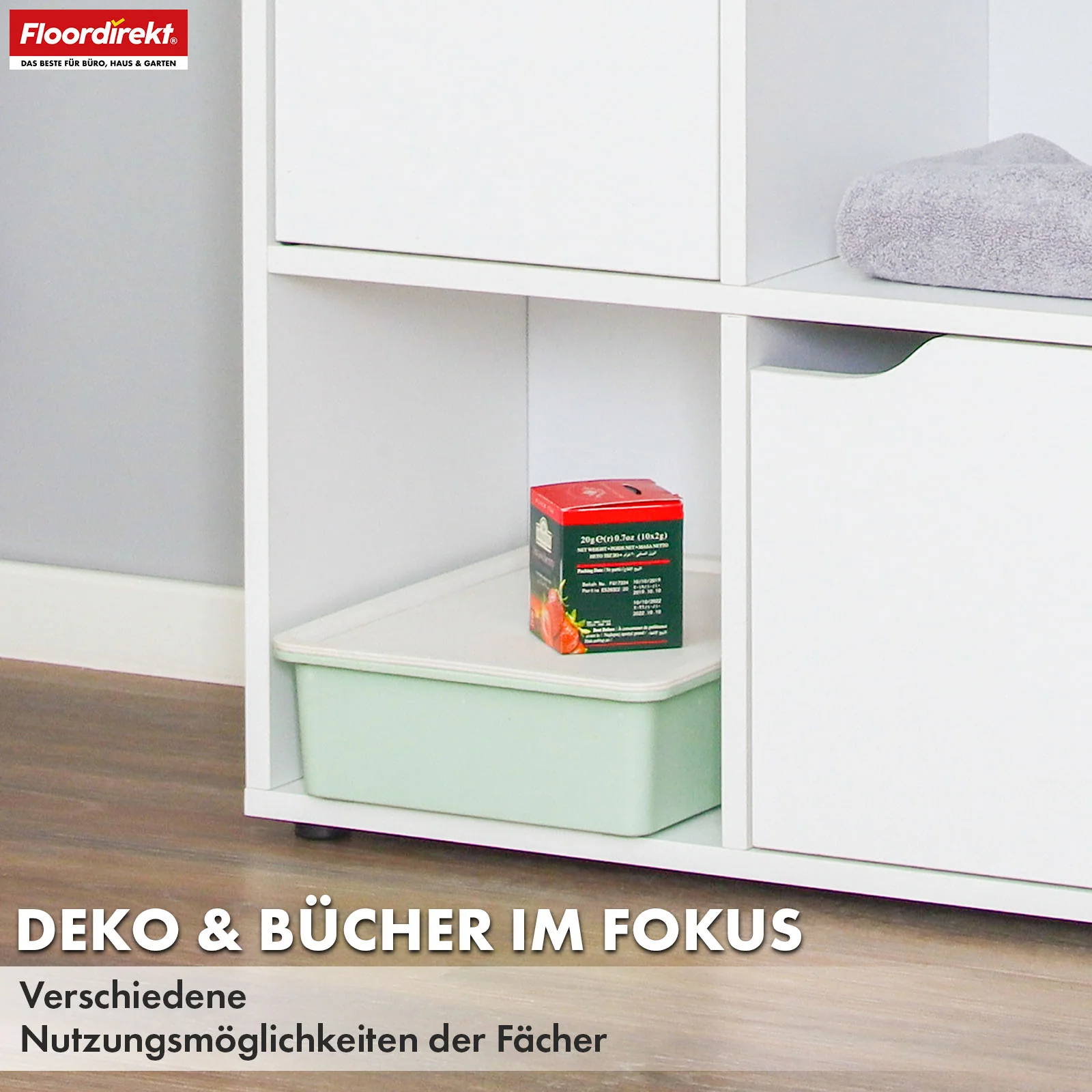 Bücherregal | Connecticut | Weißes Standregal aus MDF mit Fächern & Türen, Kippschutz, 2 Größen - Image 14