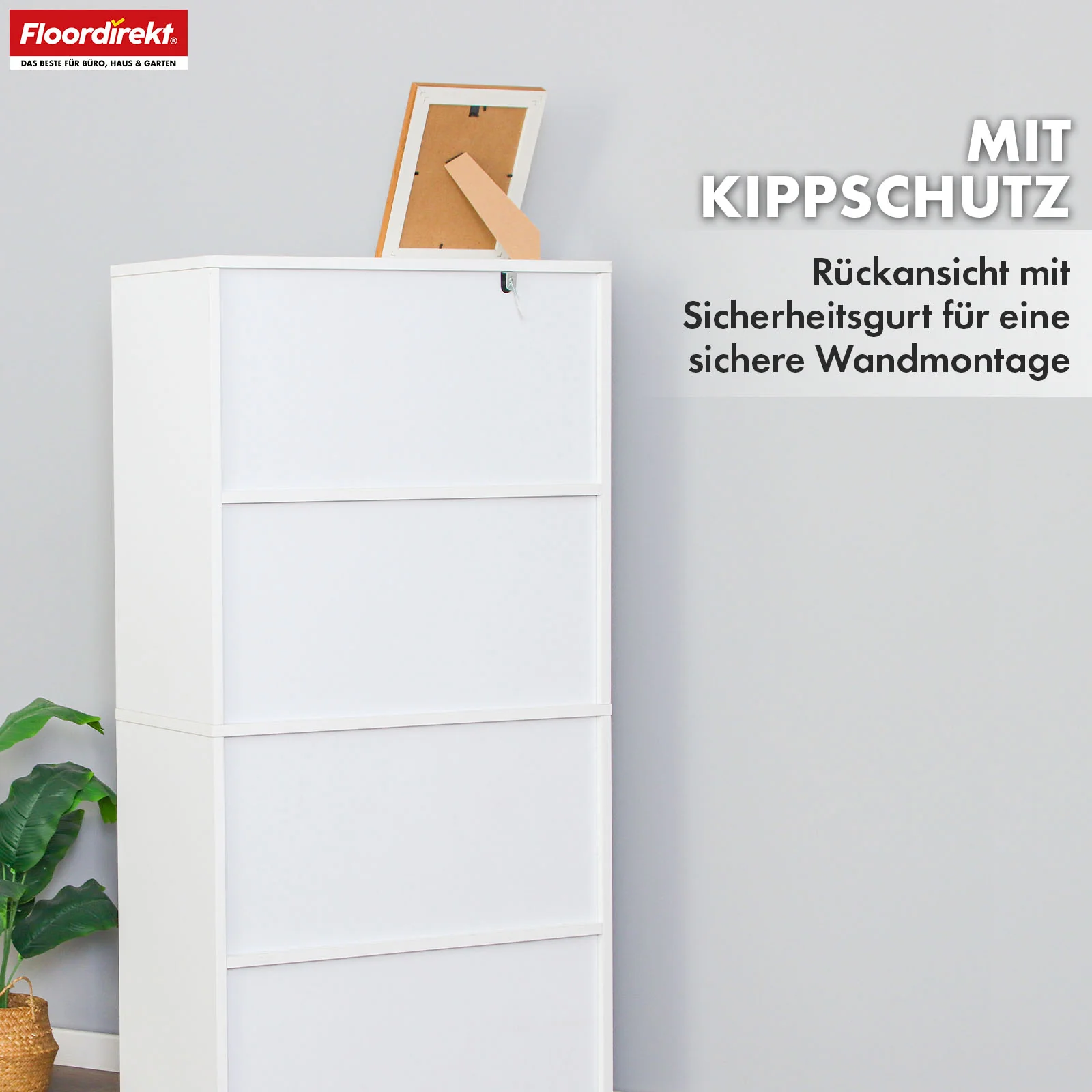 Bücherregal | Connecticut | Weißes Standregal aus MDF mit Fächern & Türen, Kippschutz, 2 Größen - Image 15