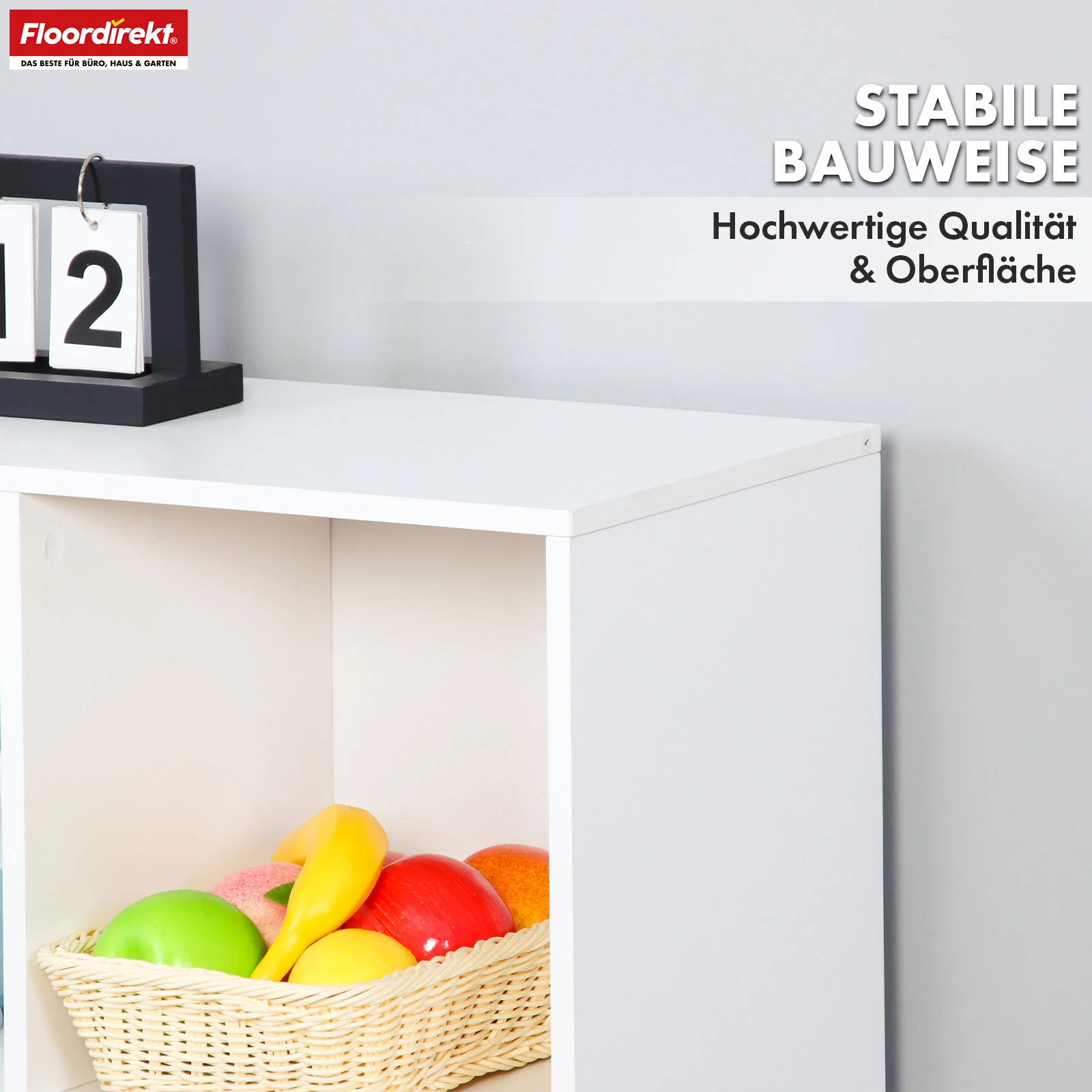 Bücherregal | Connecticut | Weißes Standregal aus MDF mit Fächern & Türen, Kippschutz, 2 Größen - Image 5
