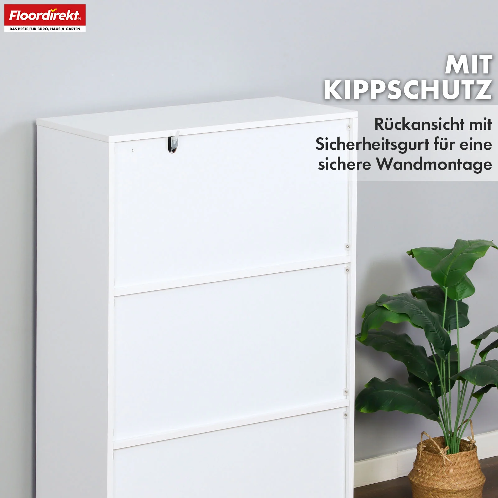 Bücherregal | Connecticut | Weißes Standregal aus MDF mit Fächern & Türen, Kippschutz, 2 Größen - Image 7