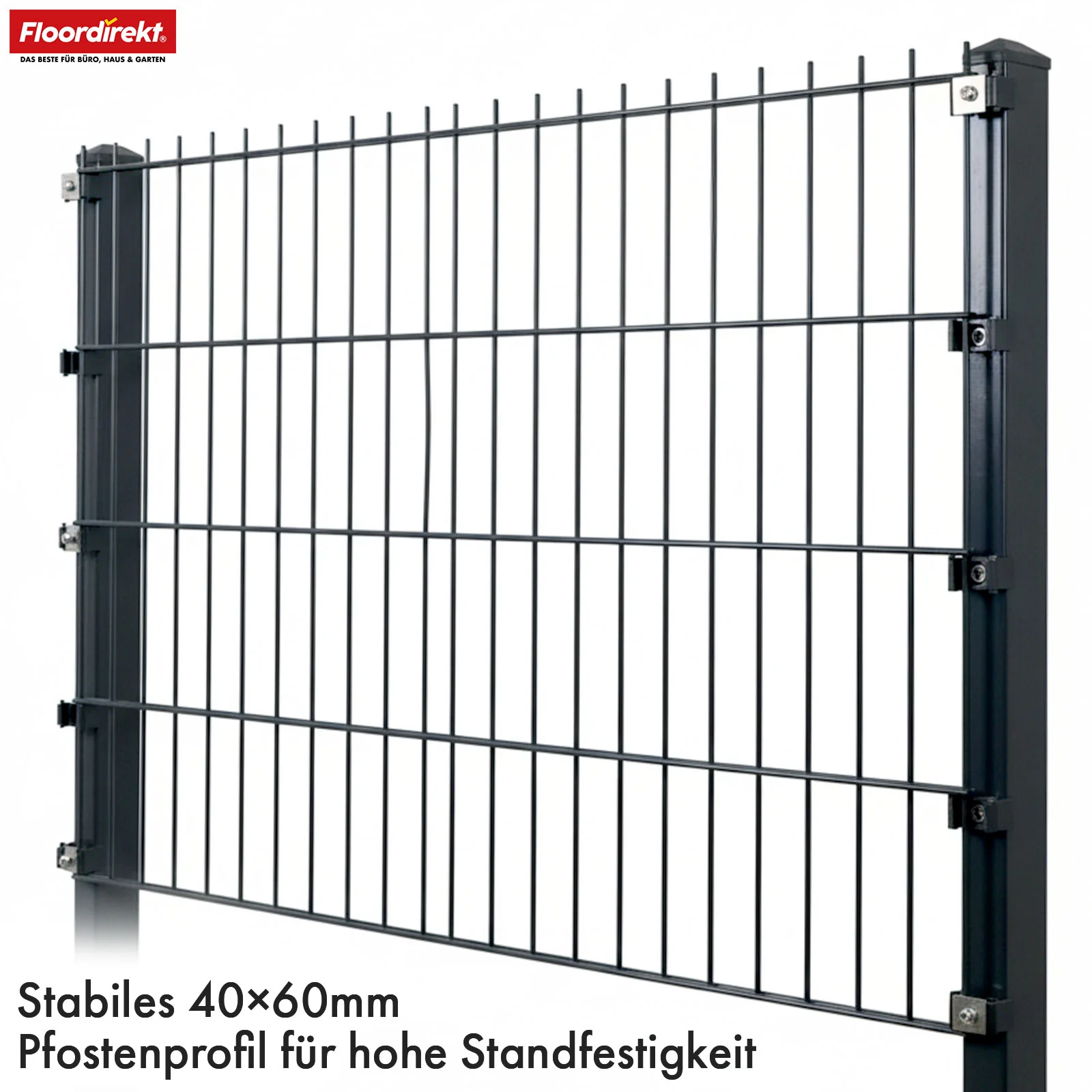 Doppelstabmattenzaun | LIMES | Metallzaun Komplettset mit Pfosten in Anthrazit für Garten & Einfahrt, verschiedene Höhen & Längen - Image 3