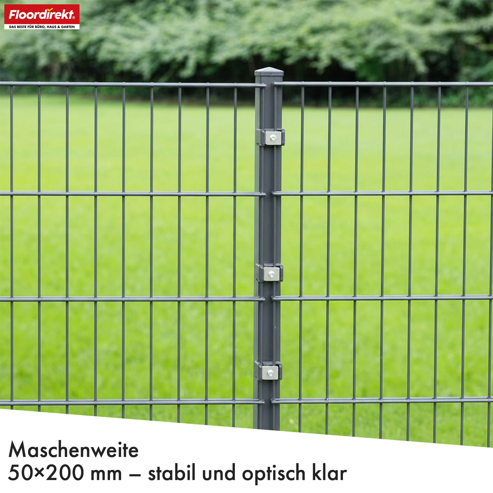 Doppelstabmattenzaun | LIMES | Metallzaun Komplettset mit Pfosten in Anthrazit für Garten & Einfahrt, verschiedene Höhen & Längen - Image 6