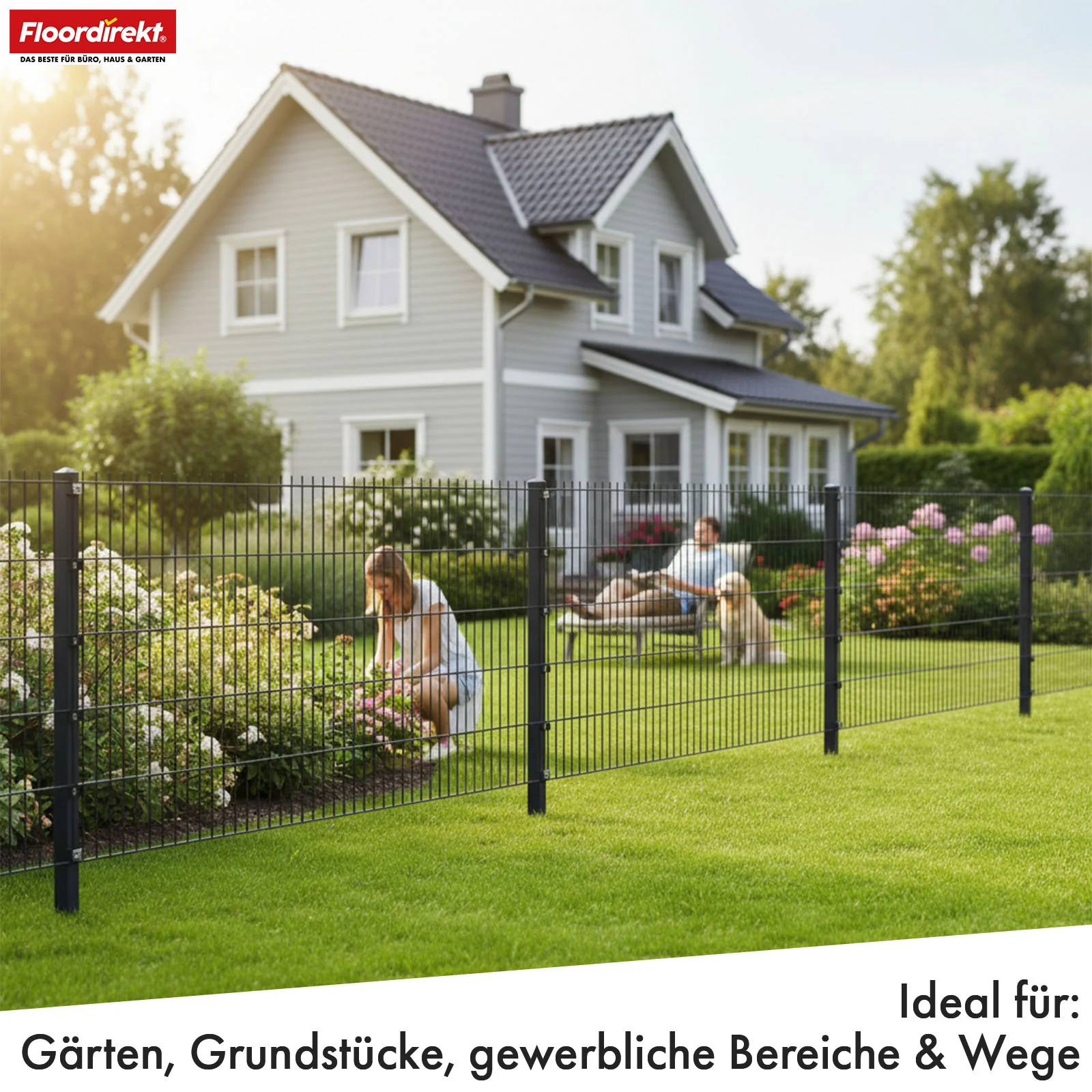 Doppelstabmattenzaun | LIMES | Metallzaun Komplettset mit Pfosten in Anthrazit für Garten & Einfahrt, verschiedene Höhen & Längen - Image 7