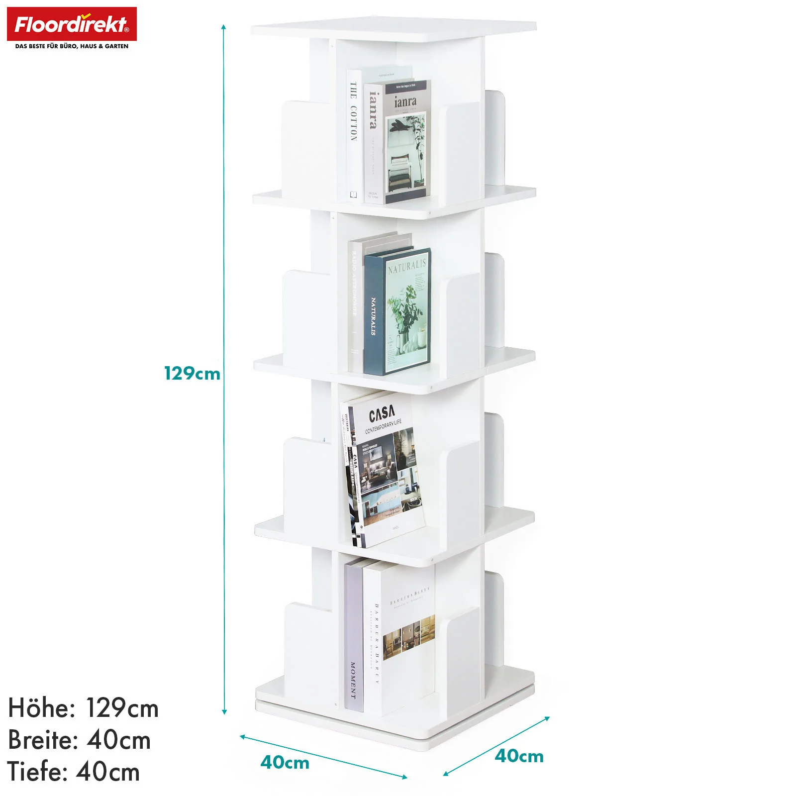 Bücherregal | Indiana | Drehregal mit 3 oder 4 Etagen | 360° Standregal für Wohnzimmer, Büro & Schlafzimmer - Image 10