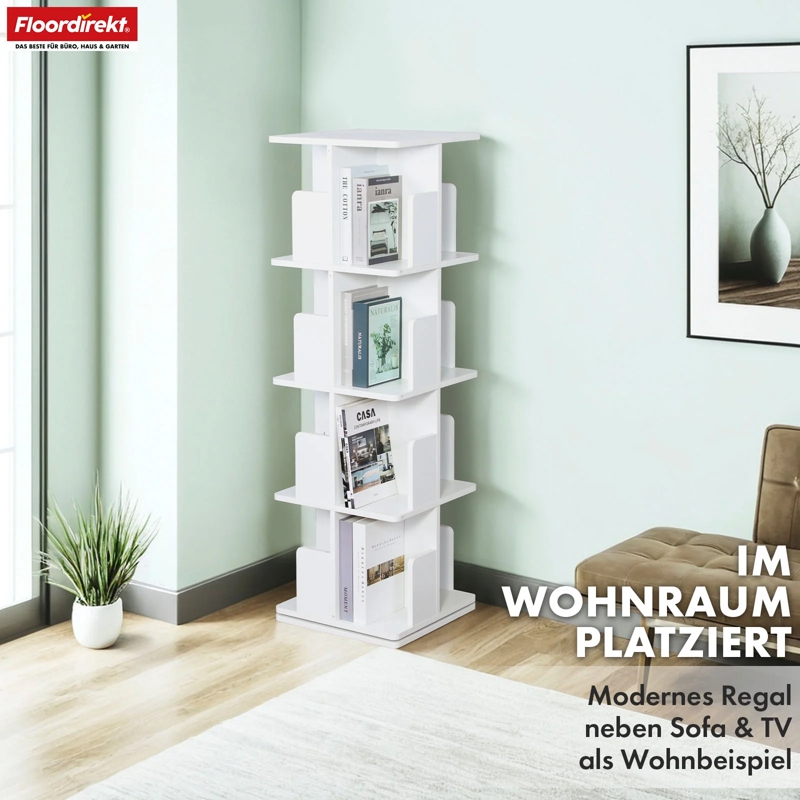 Bücherregal | Indiana | Drehregal mit 3 oder 4 Etagen | 360° Standregal für Wohnzimmer, Büro & Schlafzimmer - Image 16
