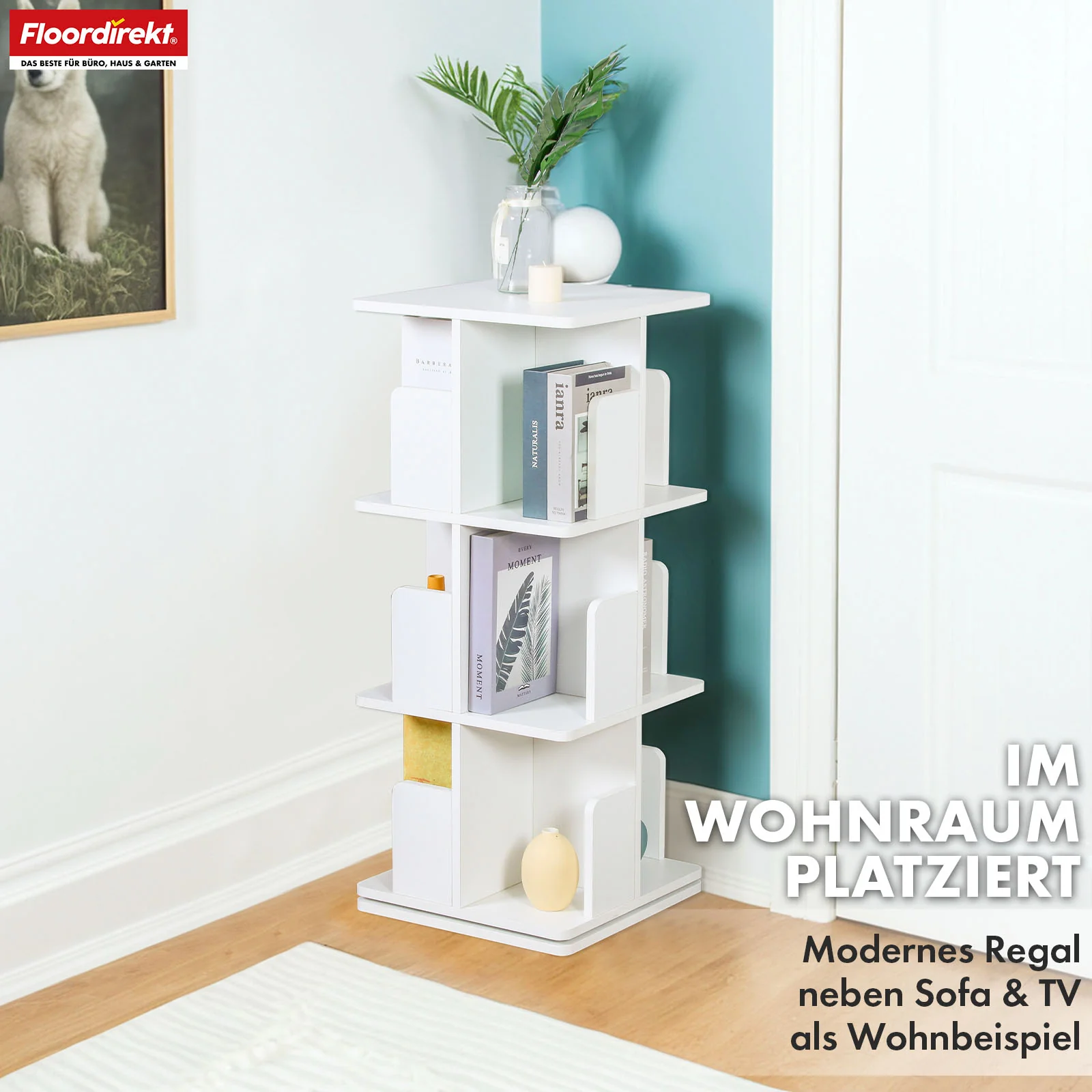 Bücherregal | Indiana | Drehregal mit 3 oder 4 Etagen | 360° Standregal für Wohnzimmer, Büro & Schlafzimmer - Image 8