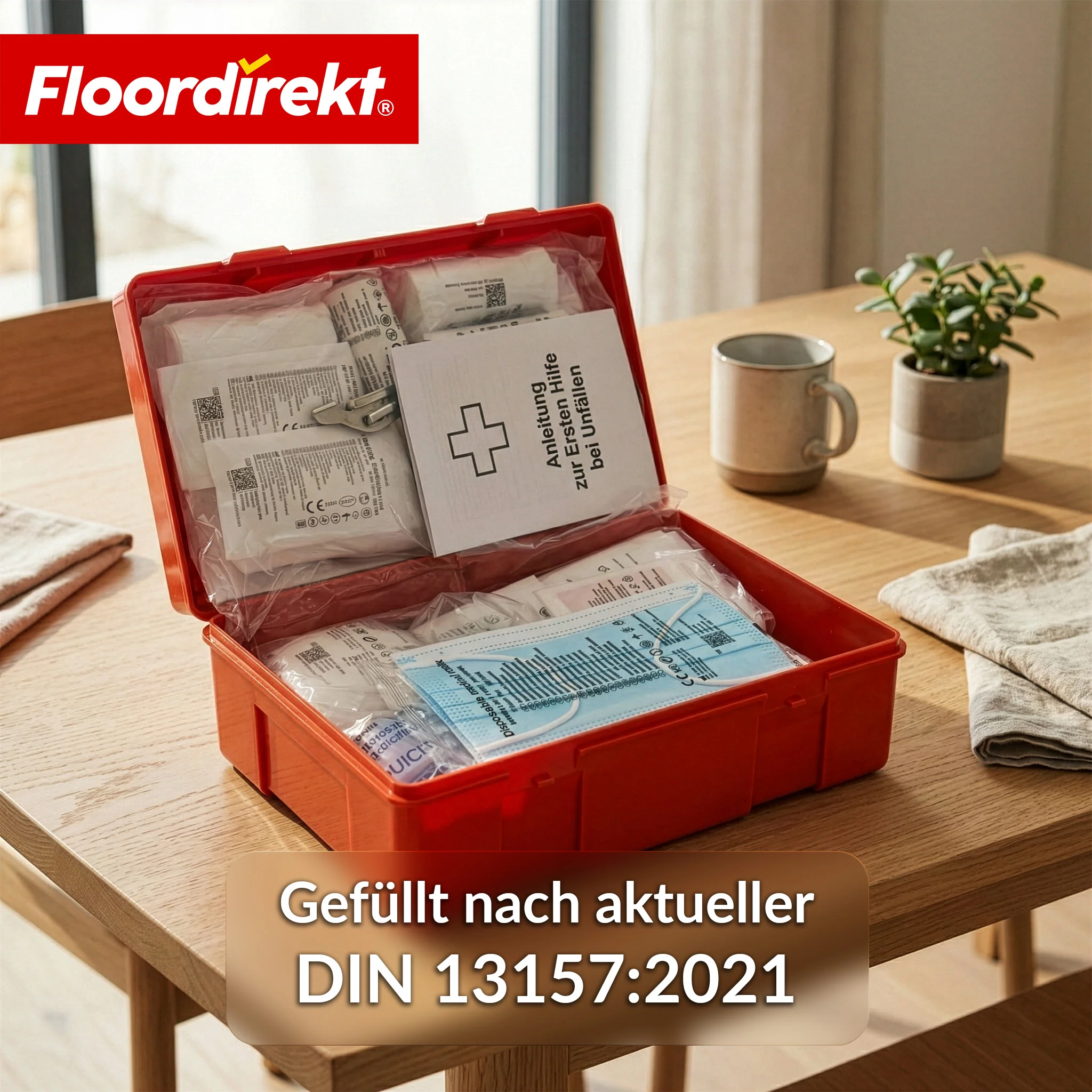 Erste-Hilfe-Koffer | DIN 13157:2021 | Verbandskasten mit Wandhalterung & ISO-Aufklebern - Image 3