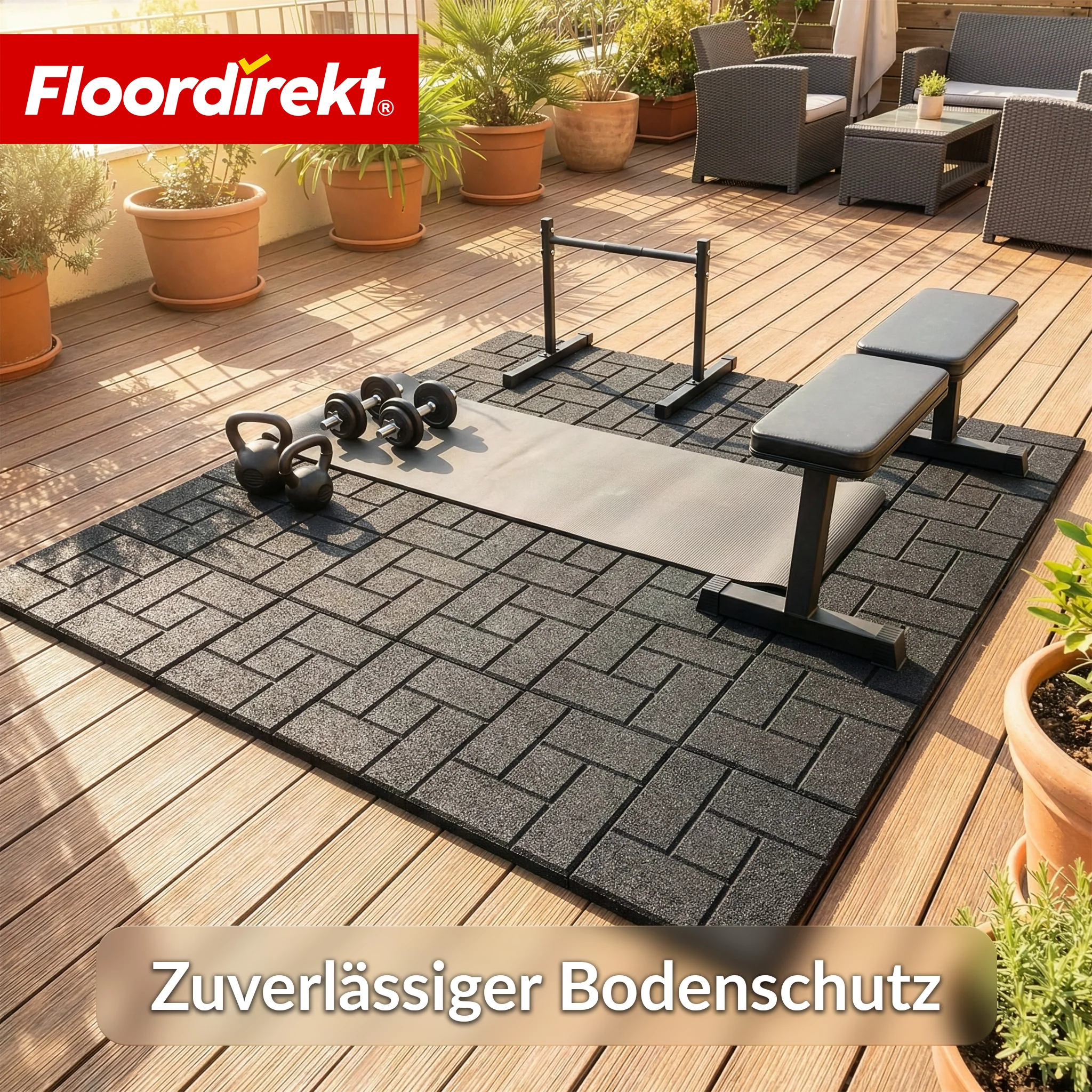 Fallschutzmatte | Paving Tile | 50x50 cm 25 mm | Gummiplatte in Pflasterstein-Optik | Terrasse, Garten & Außenbereich - Image 3