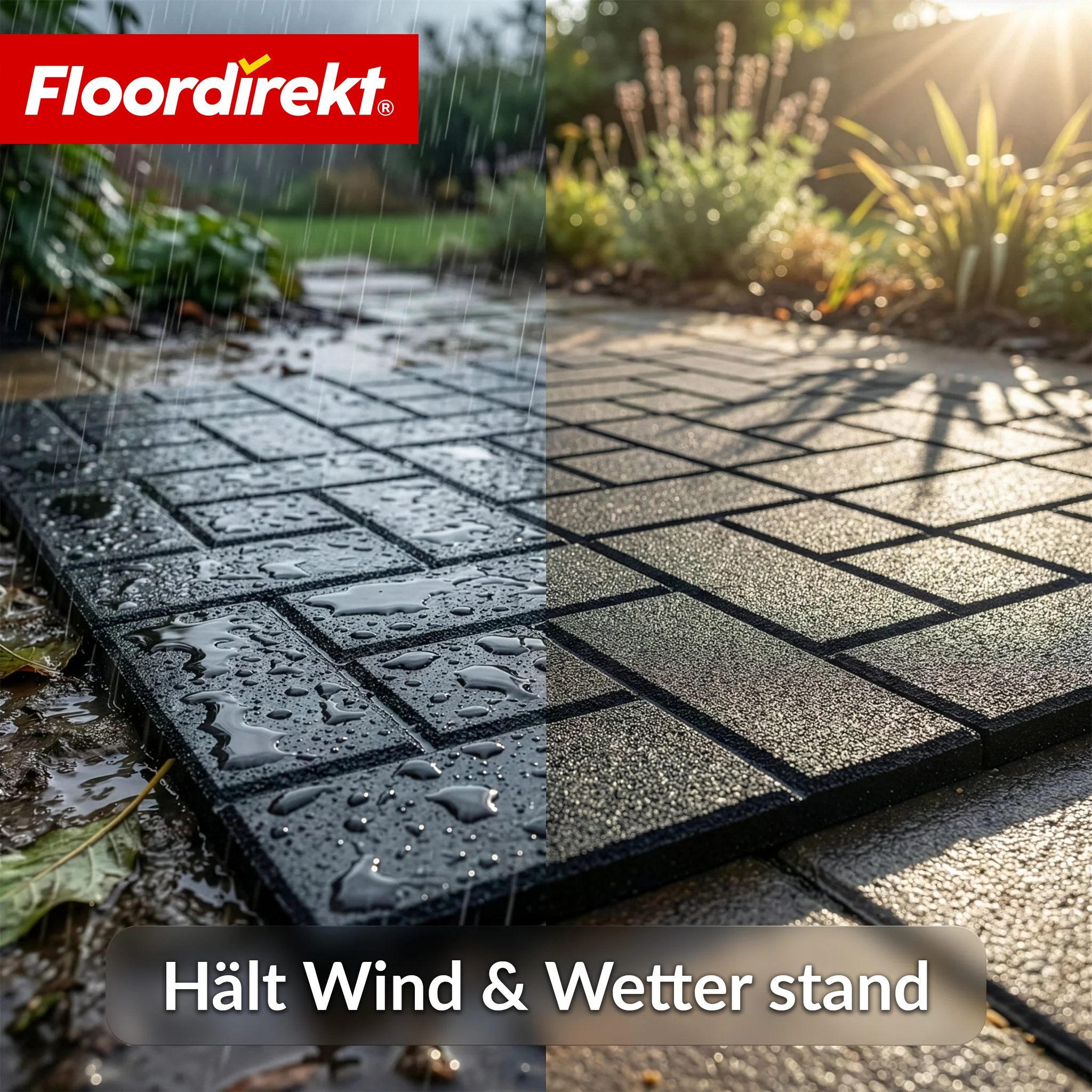 Fallschutzmatte | Paving Tile | 50x50 cm 25 mm | Gummiplatte in Pflasterstein-Optik | Terrasse, Garten & Außenbereich - Image 7