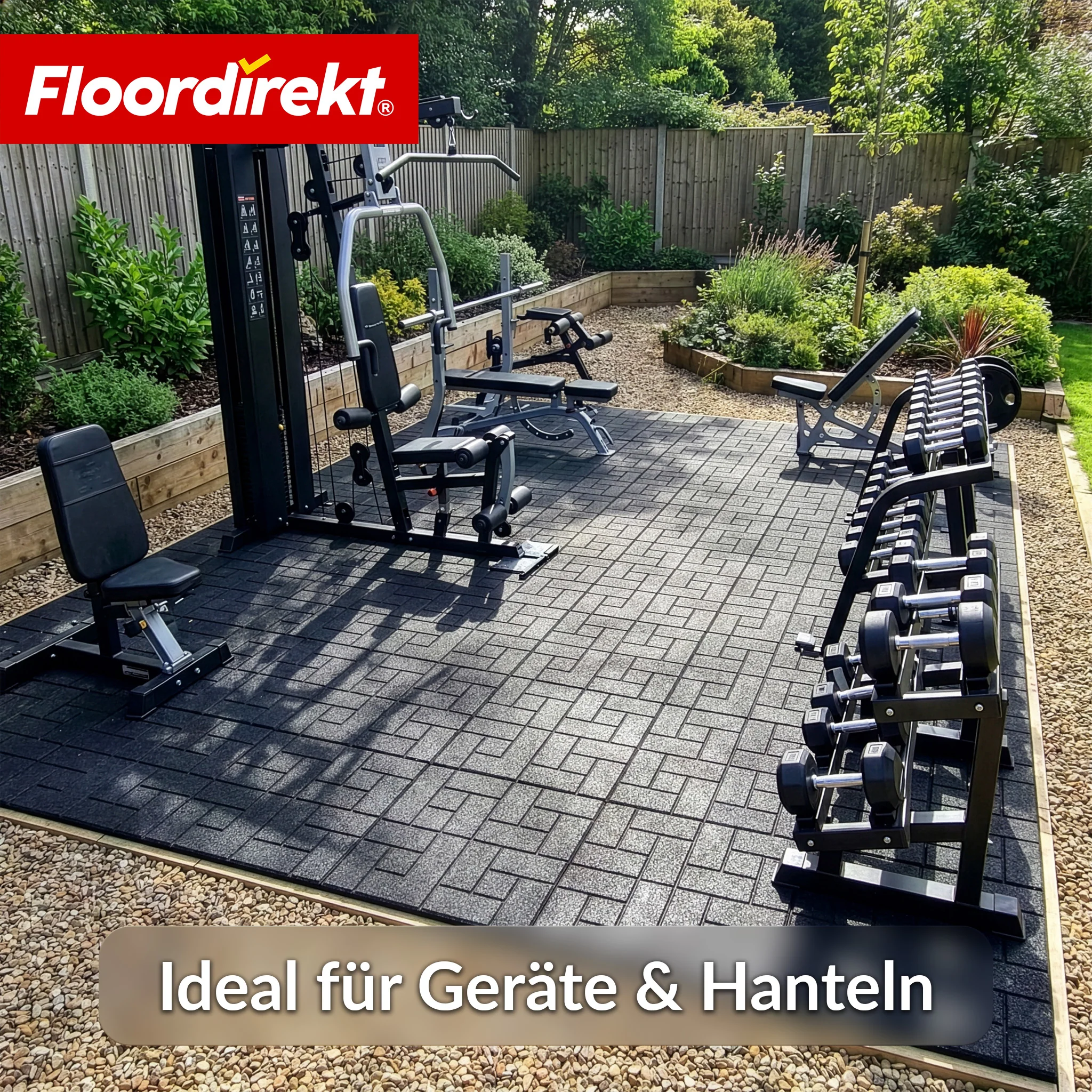 Fallschutzmatte | Paving Tile | 50x50 cm 25 mm | Gummiplatte in Pflasterstein-Optik | Terrasse, Garten & Außenbereich - Image 8