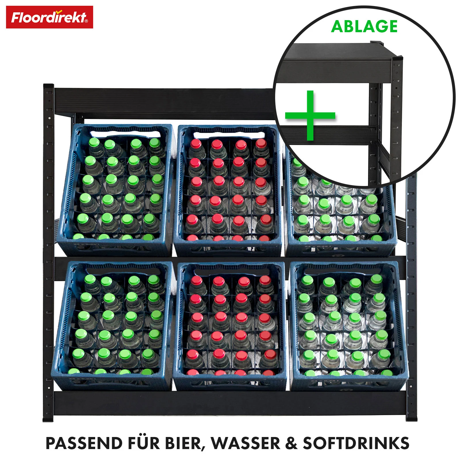 Flaschenkastenständer | Osaka | Getränkekistenregal aus pulverbeschichtetem Stahl für 3 bis 9 Kästen - Image 3