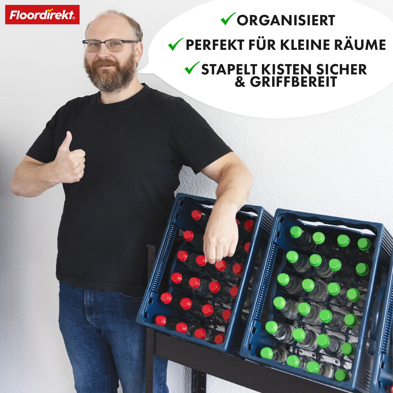Flaschenkastenständer | Osaka | Getränkekistenregal aus pulverbeschichtetem Stahl für 3 bis 9 Kästen - Image 45