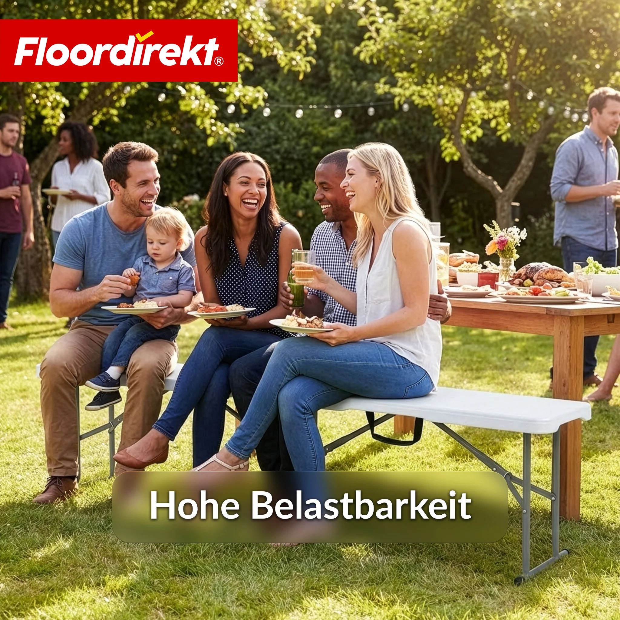 Gartenbank | Chiba | klappbare Sitzbank 183 cm in Weiß, wetterfest & bis 320 kg belastbar - Image 3