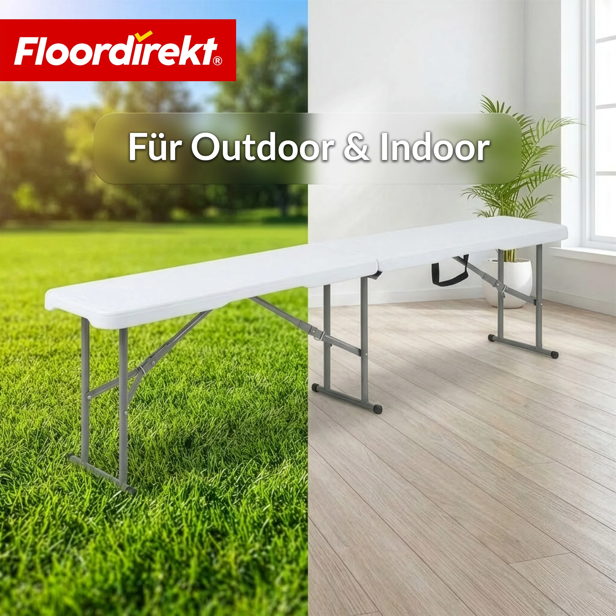 Gartenbank | Chiba | klappbare Sitzbank 183 cm in Weiß, wetterfest & bis 320 kg belastbar - Image 8