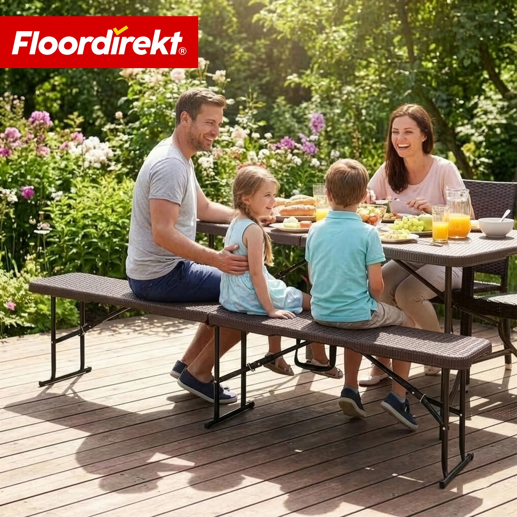 Gartenbank | Kagawa | Klappbare, wetterfeste Sitzbank 183 cm in Braun für Garten, Balkon & Events - Image 4