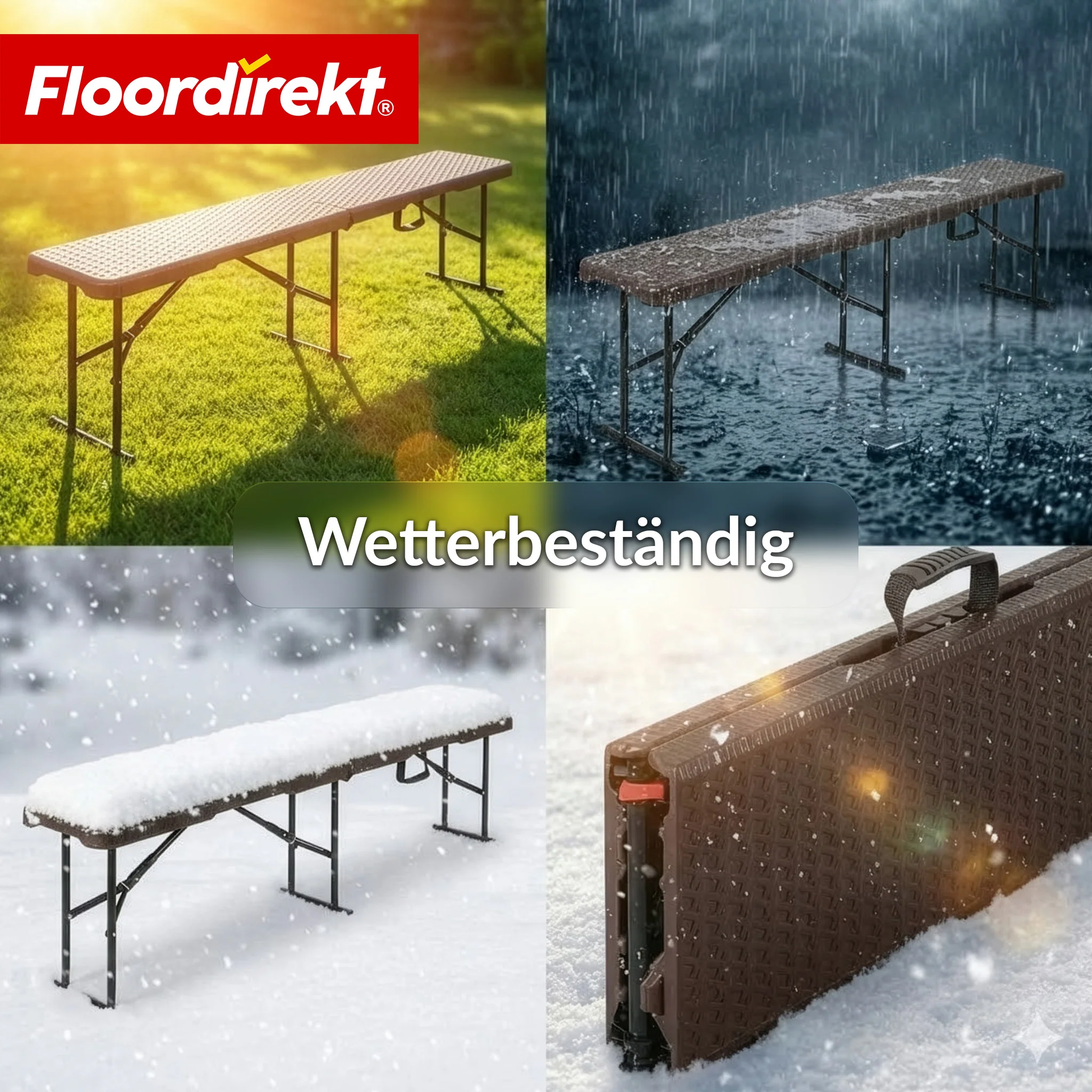Gartenbank | Kagawa | Klappbare, wetterfeste Sitzbank 183 cm in Braun für Garten, Balkon & Events - Image 5