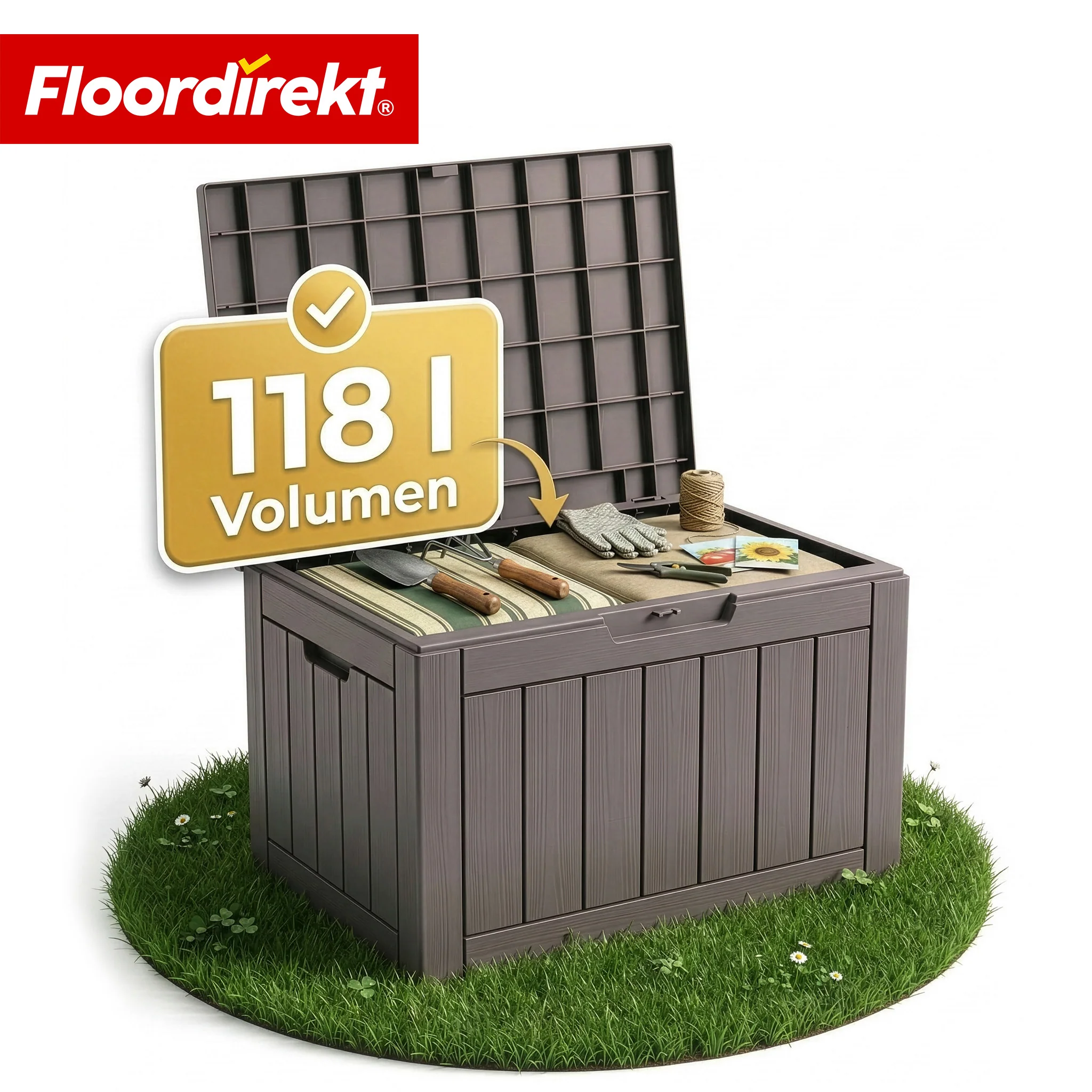 Gartenbox in Holz-Optik | Wetterfeste Kissenbox für Terrasse & Balkon | 118L / 270L / 300L - Image 10