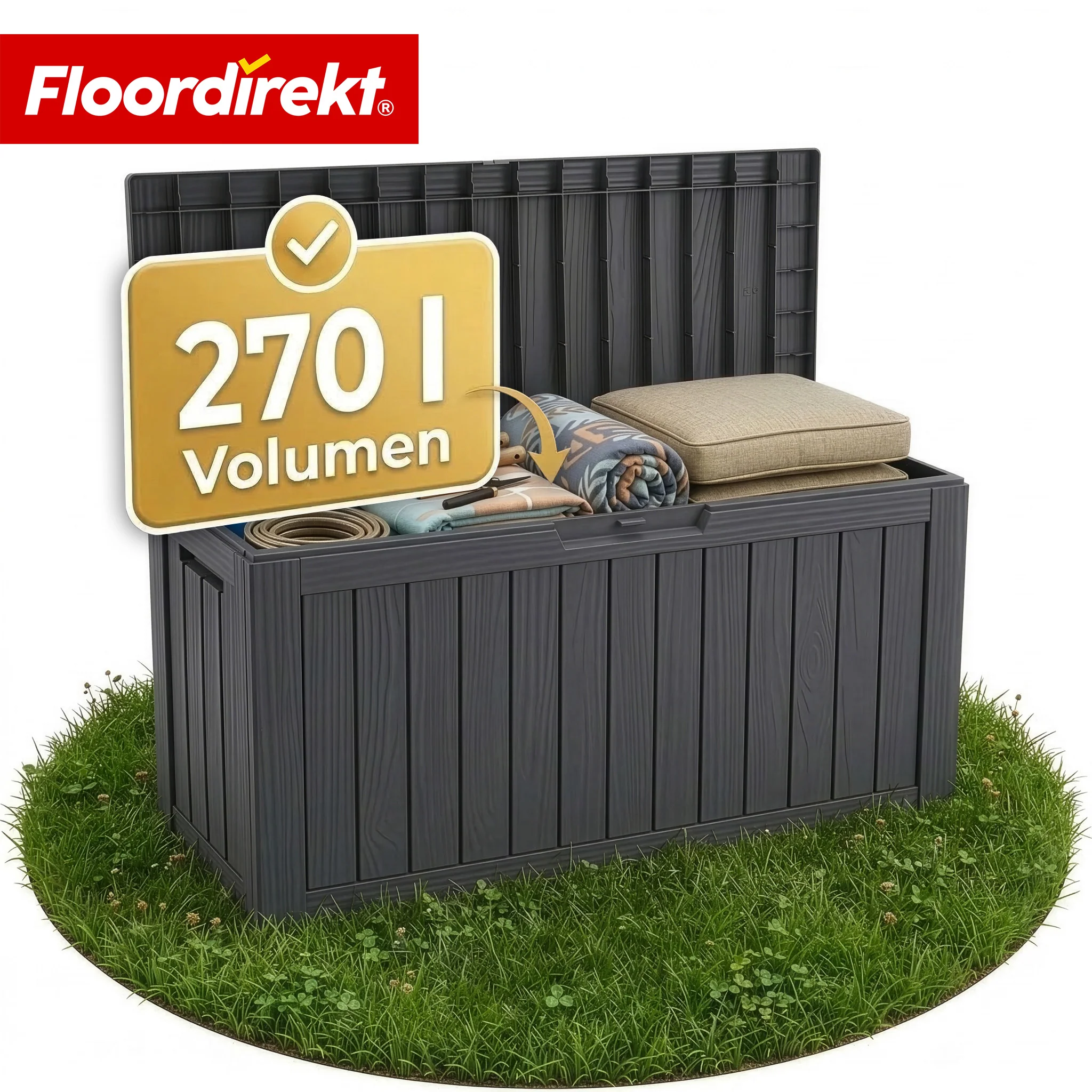 Gartenbox in Holz-Optik | Wetterfeste Kissenbox für Terrasse & Balkon | 118L / 270L / 300L - Image 19