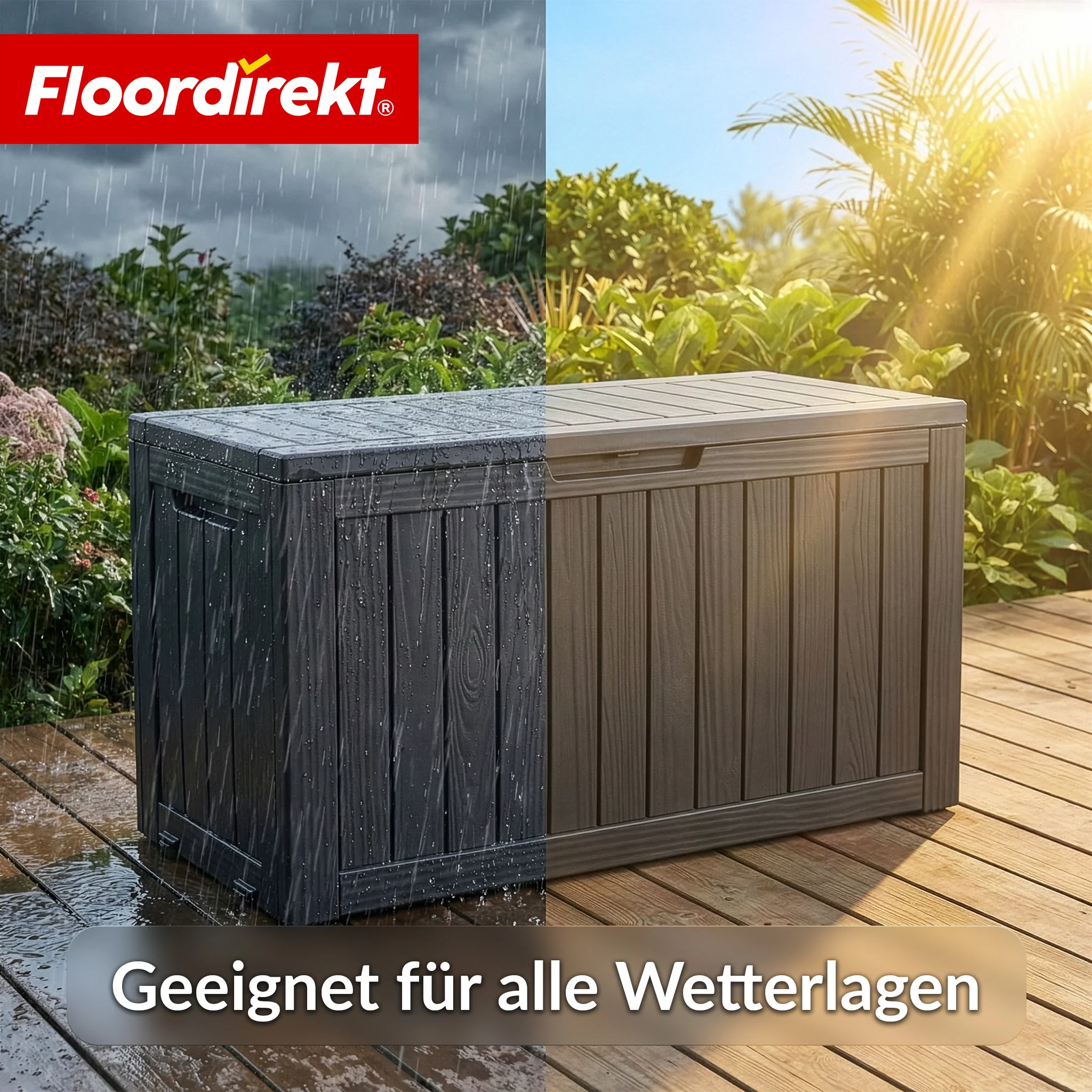 Gartenbox in Holz-Optik | Wetterfeste Kissenbox für Terrasse & Balkon | 118L / 270L / 300L - Image 24