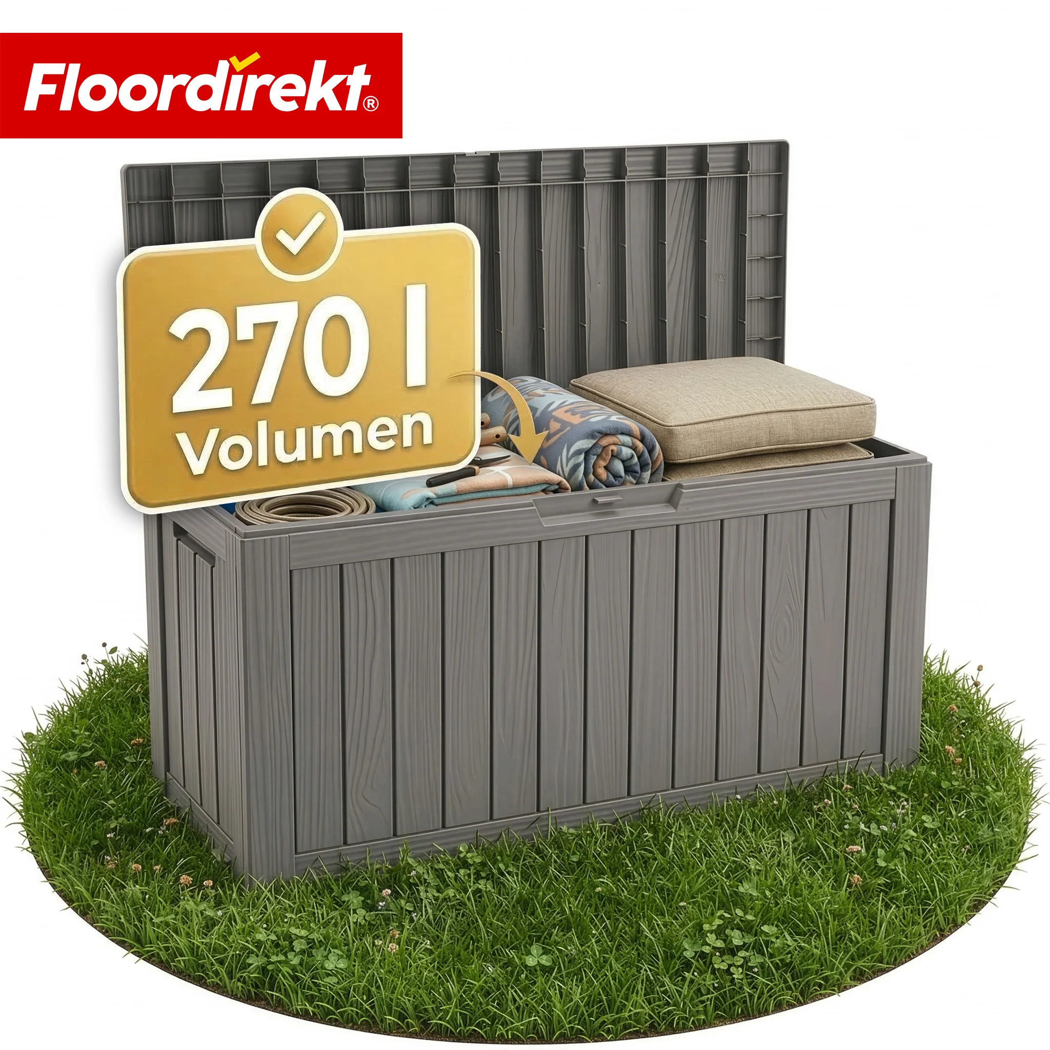 Gartenbox in Holz-Optik | Wetterfeste Kissenbox für Terrasse & Balkon | 118L / 270L / 300L - Image 29