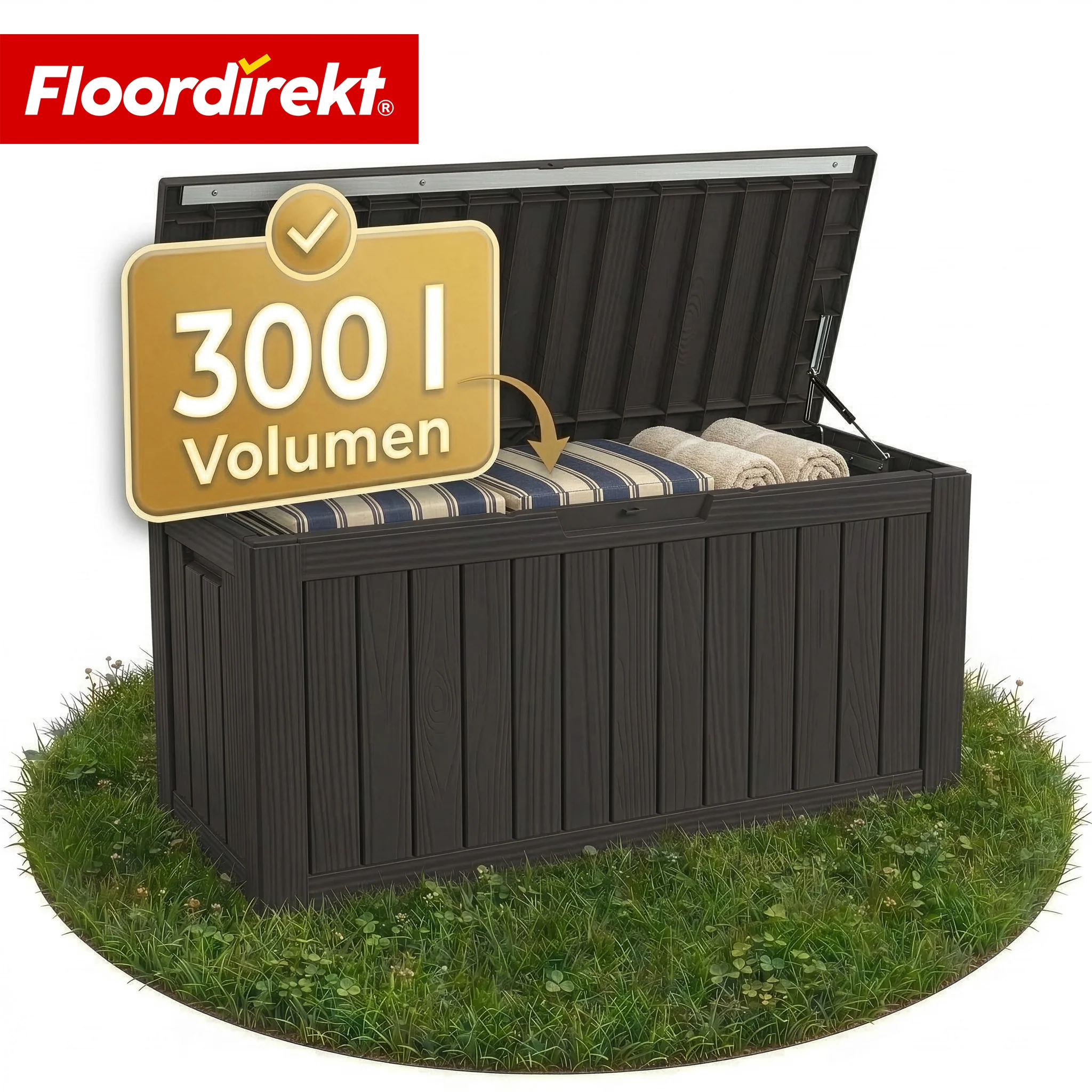 Gartenbox in Holz-Optik | Wetterfeste Kissenbox für Terrasse & Balkon | 118L / 270L / 300L - Image 39