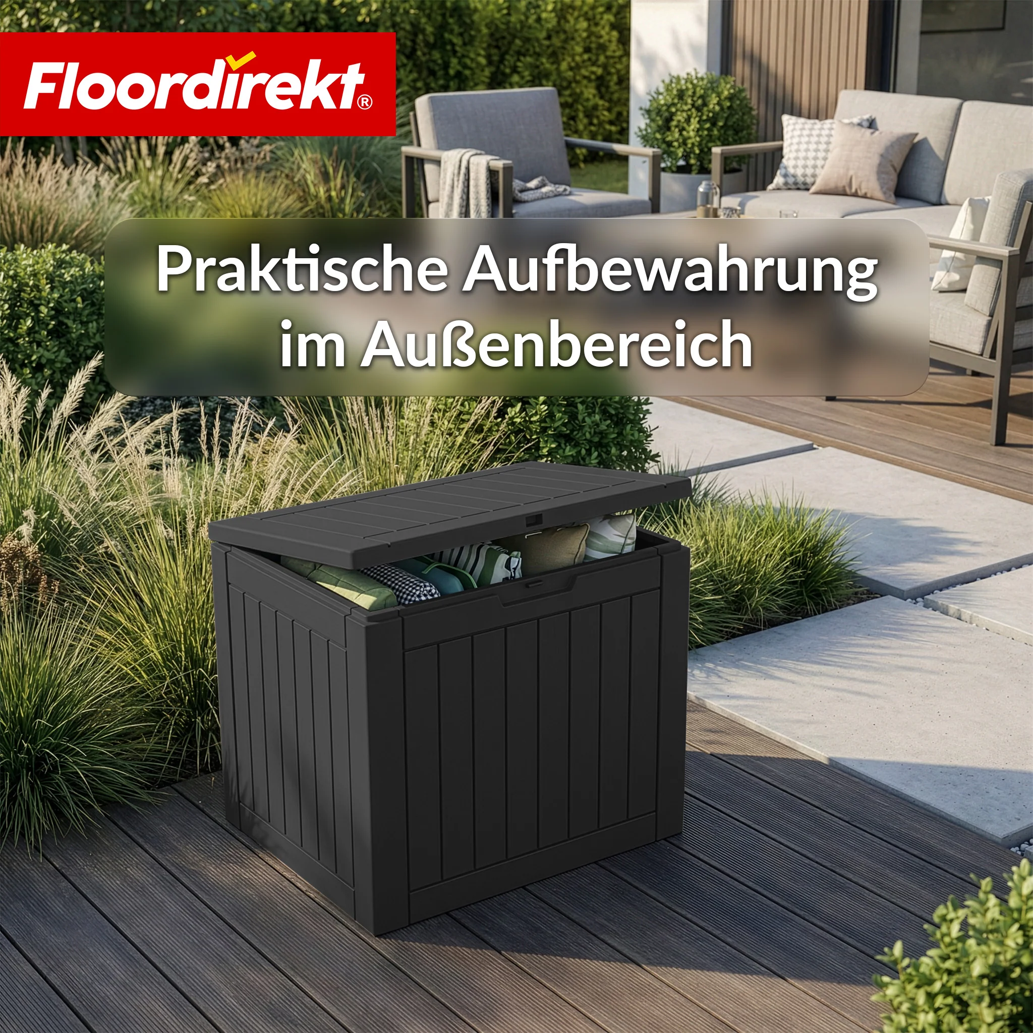 Gartenbox in Holz-Optik | Wetterfeste Kissenbox für Terrasse & Balkon | 118L / 270L / 300L - Image 4