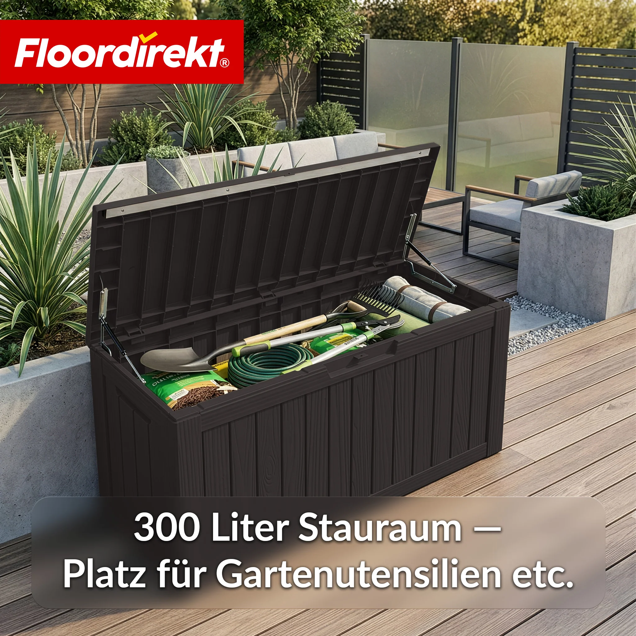 Gartenbox in Holz-Optik | Wetterfeste Kissenbox für Terrasse & Balkon | 118L / 270L / 300L - Image 41