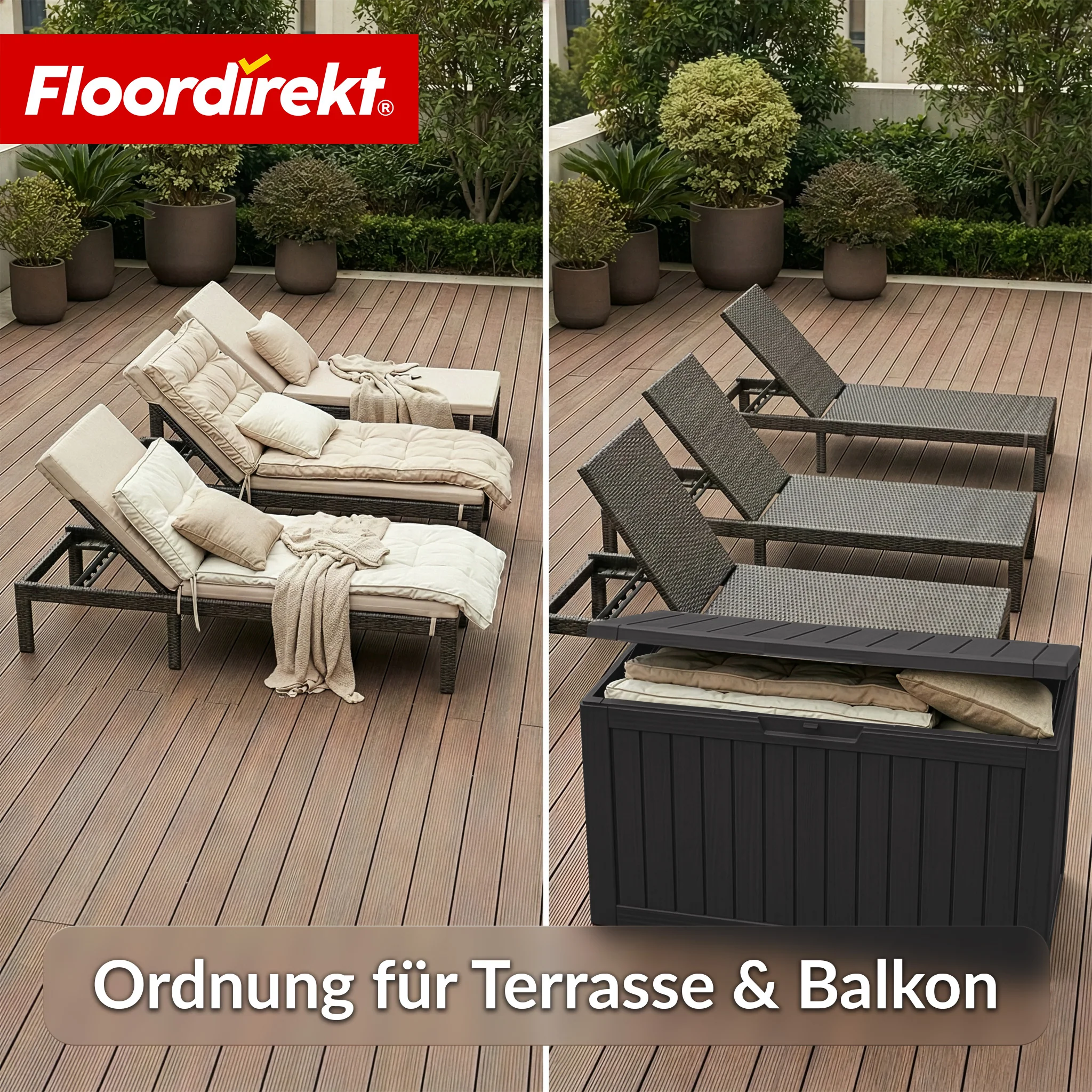 Gartenbox in Holz-Optik | Wetterfeste Kissenbox für Terrasse & Balkon | 118L / 270L / 300L - Image 43