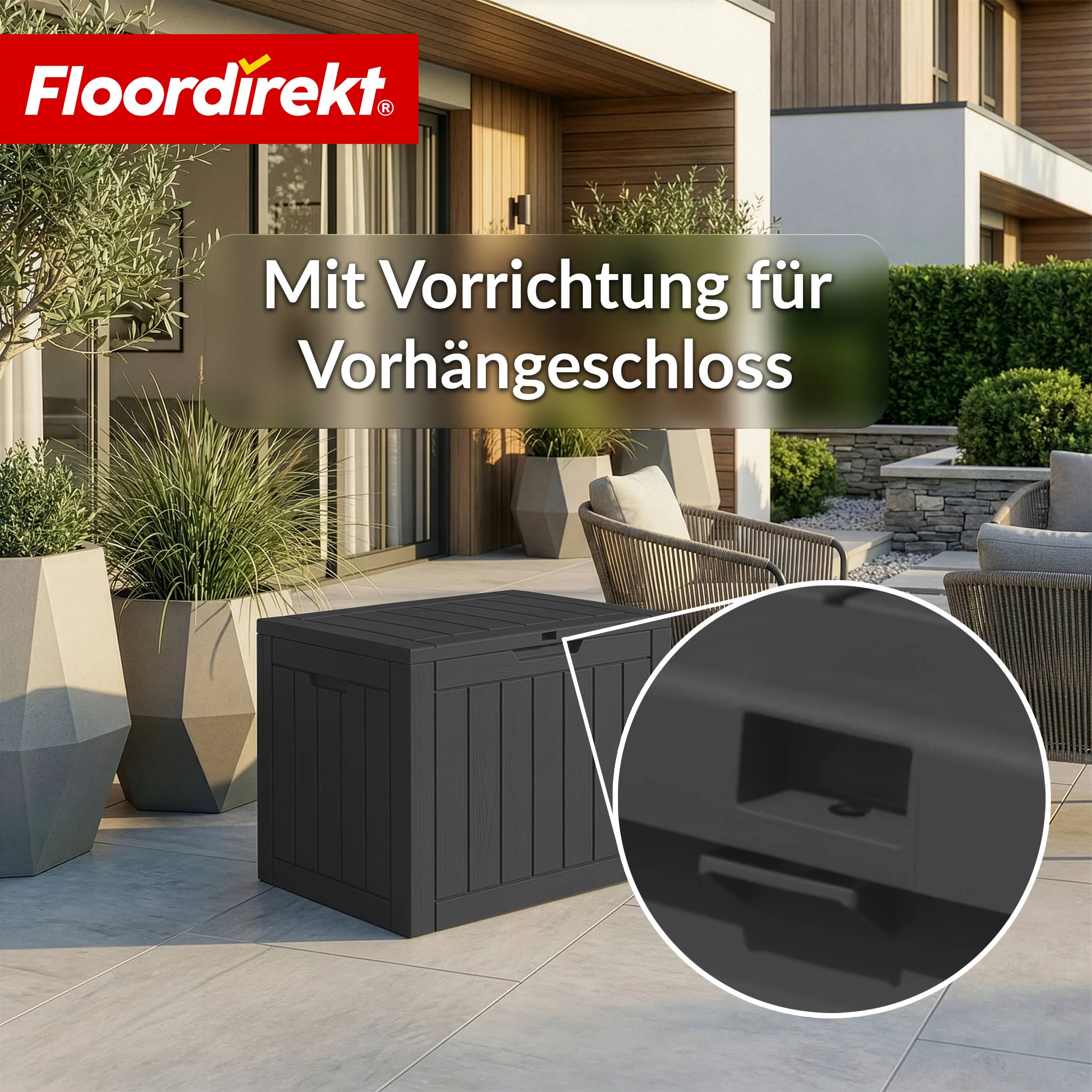 Gartenbox in Holz-Optik | Wetterfeste Kissenbox für Terrasse & Balkon | 118L / 270L / 300L - Image 5