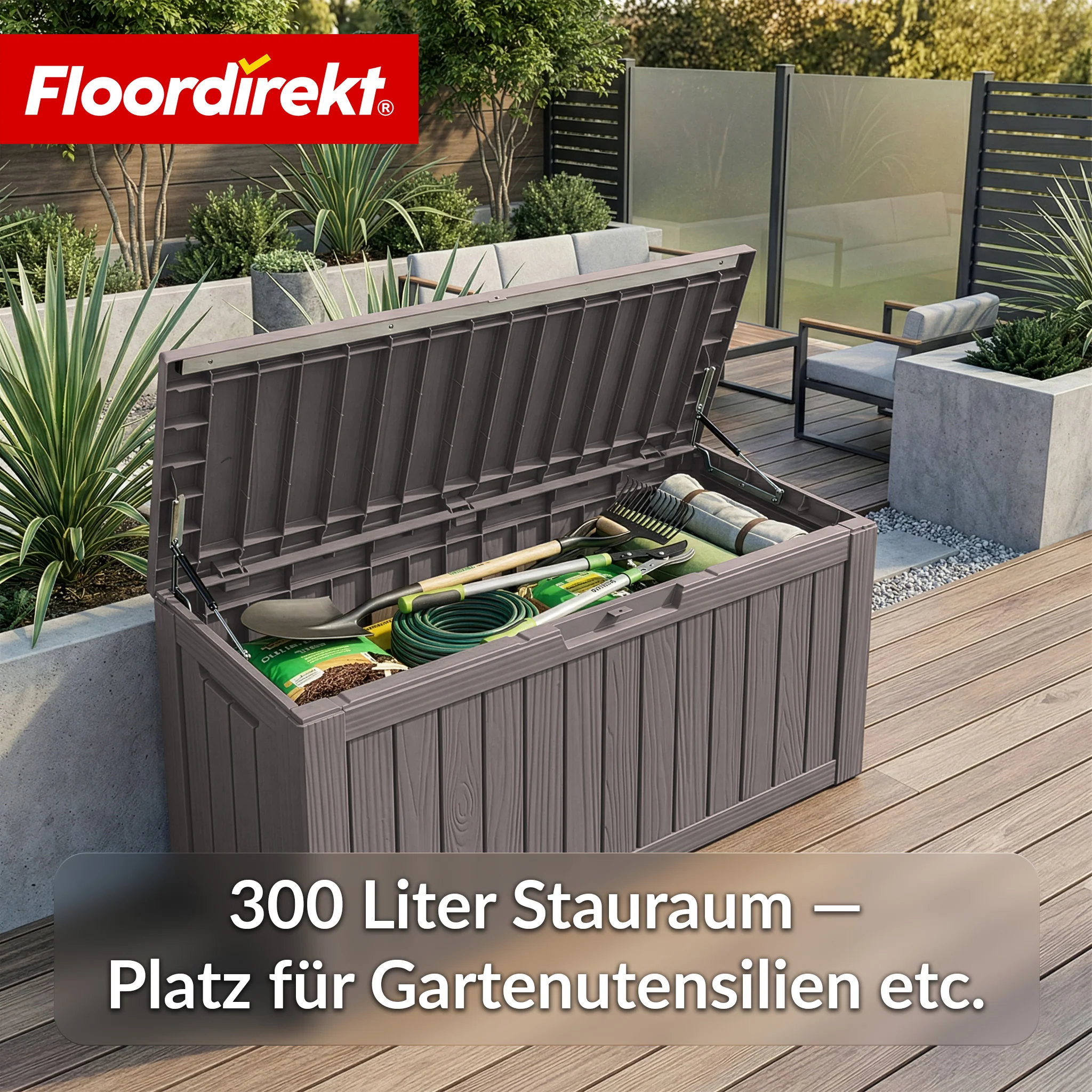 Gartenbox in Holz-Optik | Wetterfeste Kissenbox für Terrasse & Balkon | 118L / 270L / 300L - Image 52