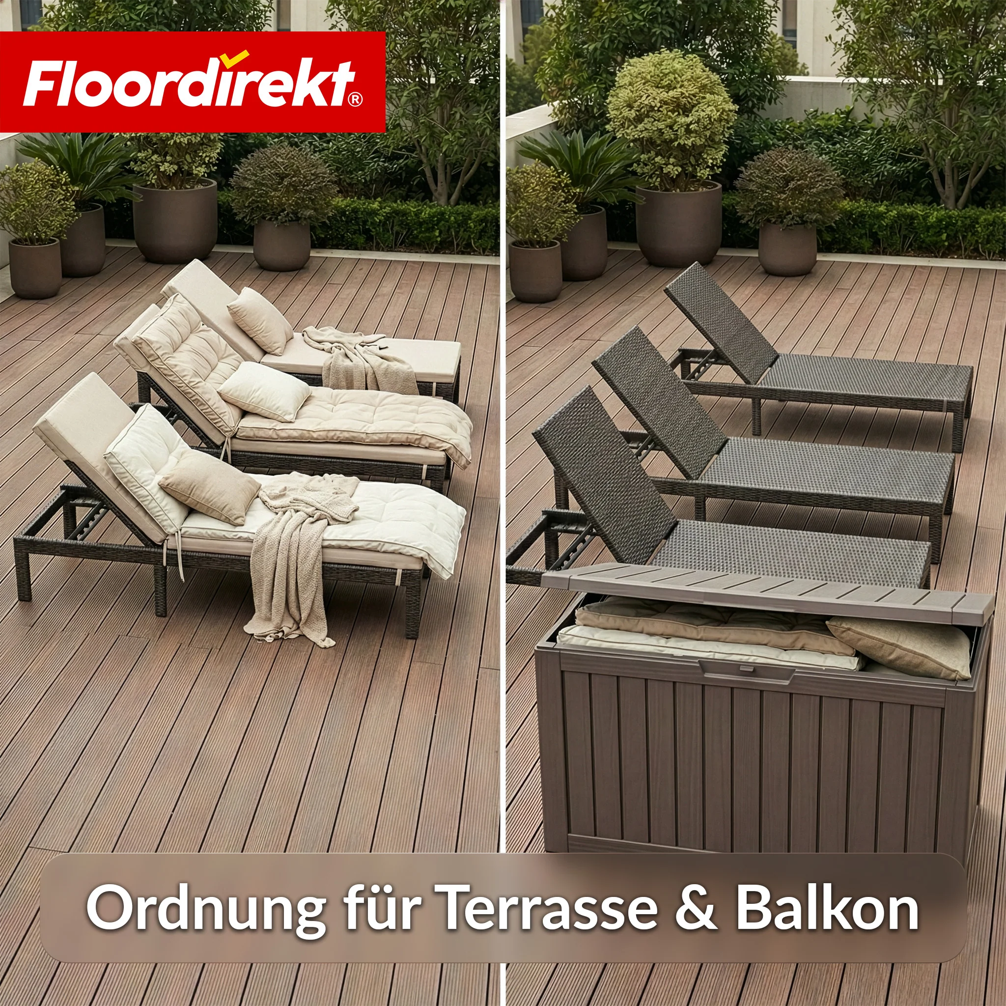 Gartenbox in Holz-Optik | Wetterfeste Kissenbox für Terrasse & Balkon | 118L / 270L / 300L - Image 54