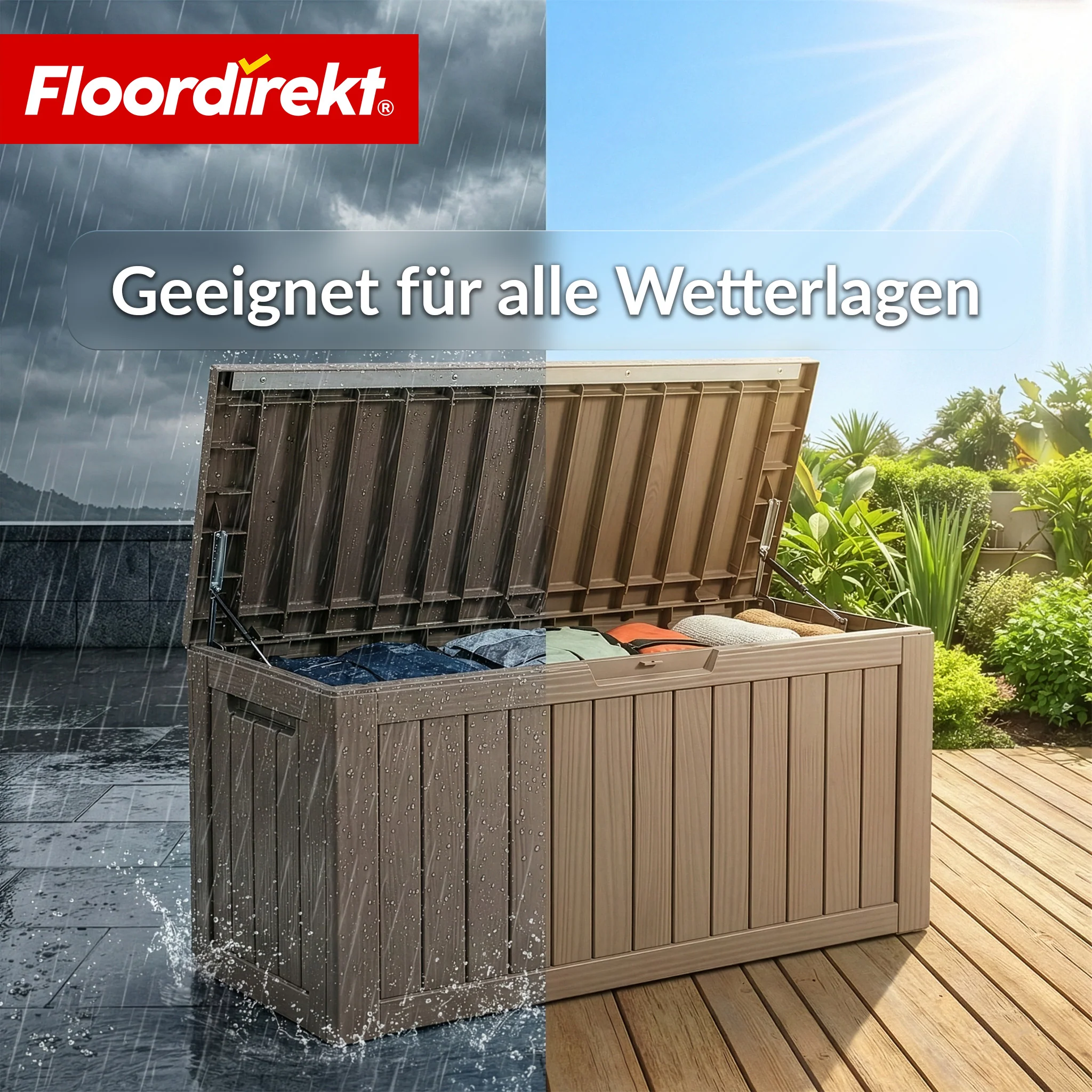 Gartenbox in Holz-Optik | Wetterfeste Kissenbox für Terrasse & Balkon | 118L / 270L / 300L - Image 55