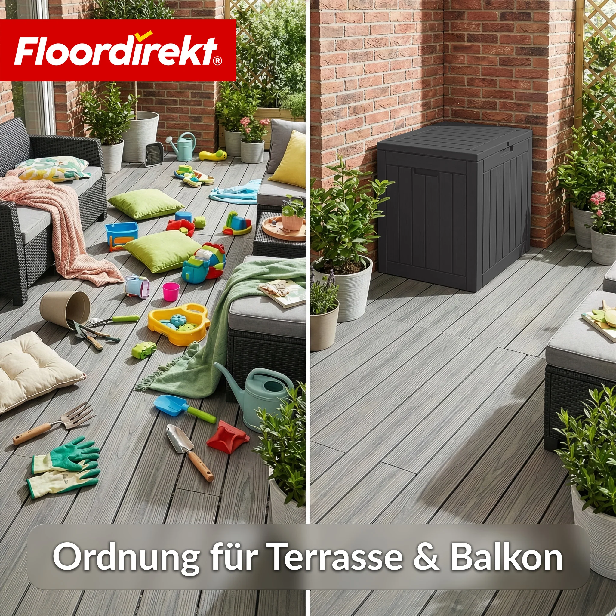 Gartenbox in Holz-Optik | Wetterfeste Kissenbox für Terrasse & Balkon | 118L / 270L / 300L - Image 7