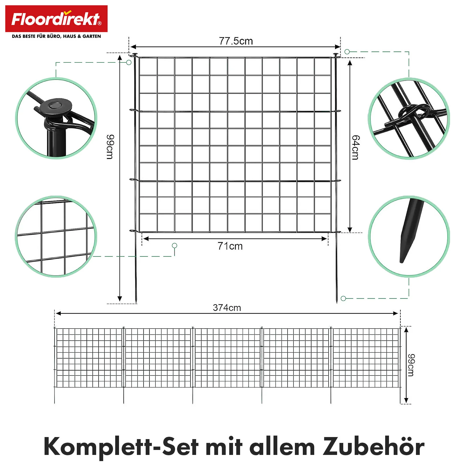 Gitterzaun | Pablo | 5-teiliges Metall-Steckzaun-Set | Erweiterbar für Garten, Teich & Tiere - Image 10