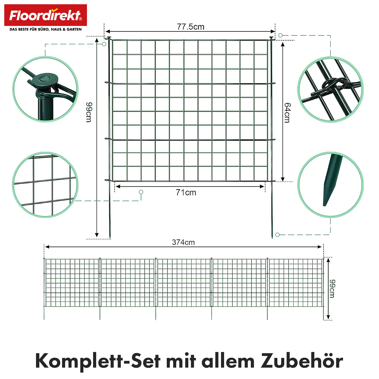 Gitterzaun | Pablo | 5-teiliges Metall-Steckzaun-Set | Erweiterbar für Garten, Teich & Tiere - Image 4