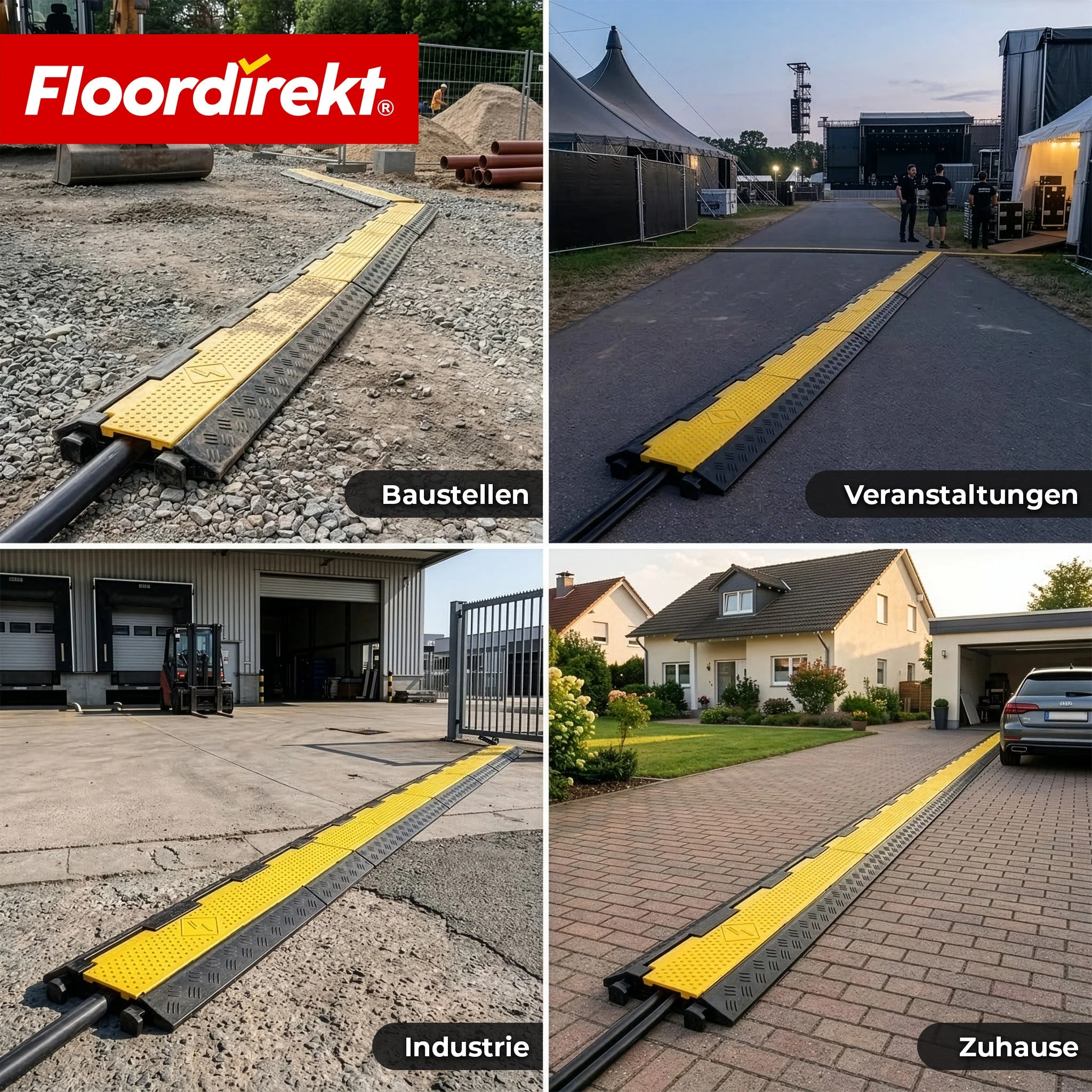 Kabelbrücke aus Gummi mit PVC-Klappe | Kabelschutzbrücke 1–5 Kanäle bis 20 t belastbar - Image 10