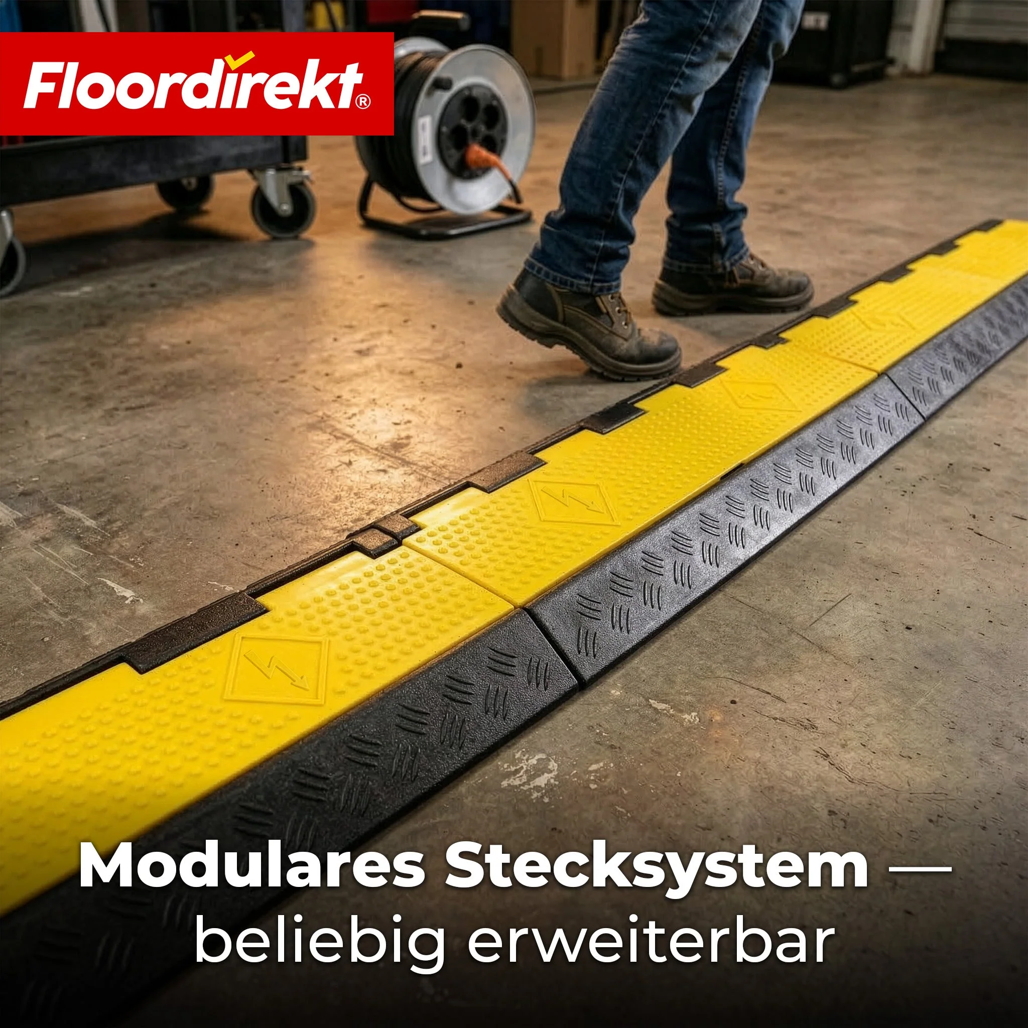 Kabelbrücke aus Gummi mit PVC-Klappe | Kabelschutzbrücke 1–5 Kanäle bis 20 t belastbar - Image 11