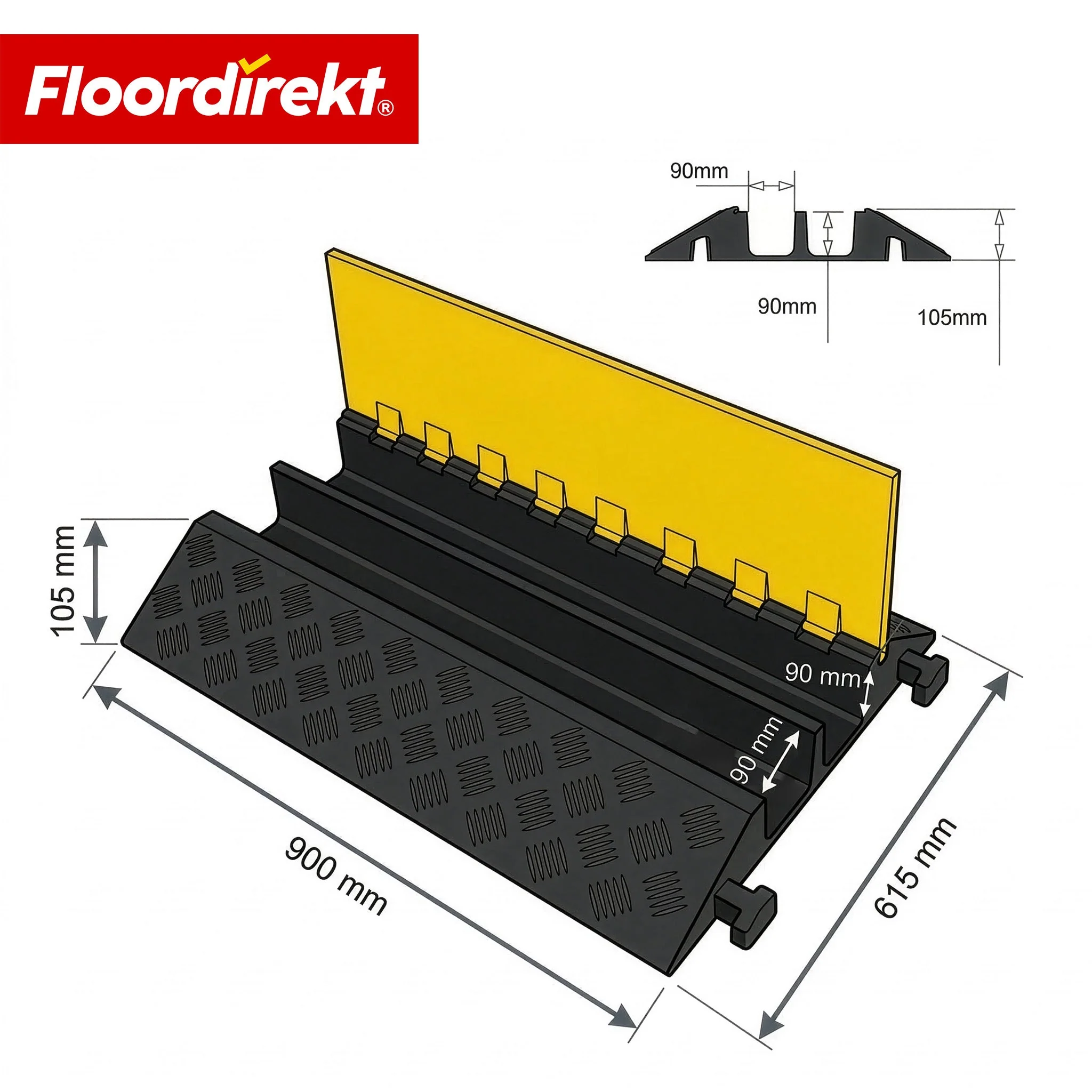 Kabelbrücke aus Gummi mit PVC-Klappe | Kabelschutzbrücke 1–5 Kanäle bis 20 t belastbar - Image 13