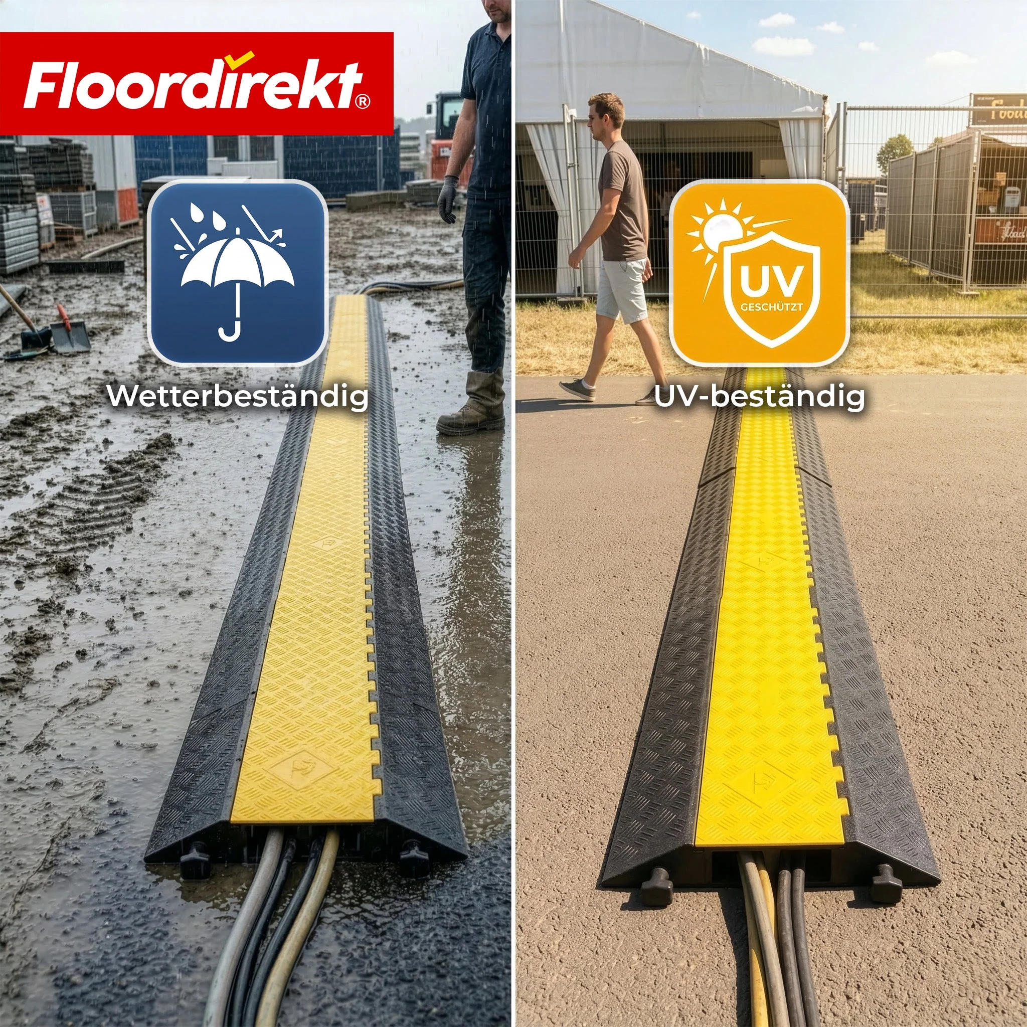 Kabelbrücke aus Gummi mit PVC-Klappe | Kabelschutzbrücke 1–5 Kanäle bis 20 t belastbar - Image 15