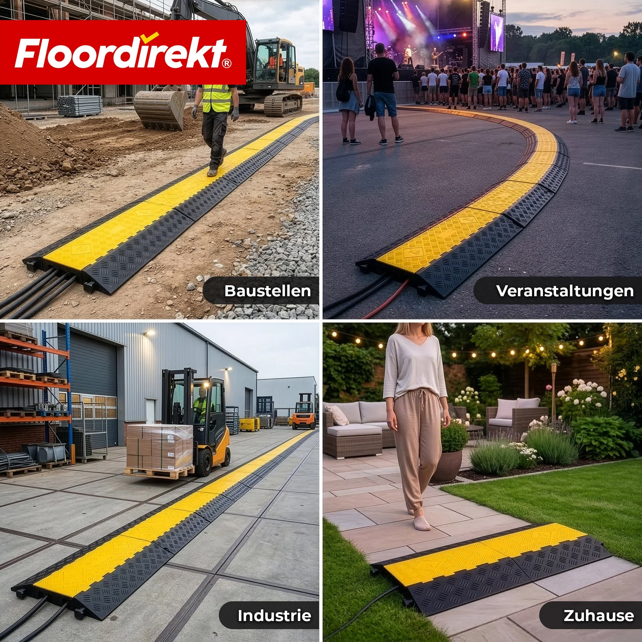 Kabelbrücke aus Gummi mit PVC-Klappe | Kabelschutzbrücke 1–5 Kanäle bis 20 t belastbar - Image 19
