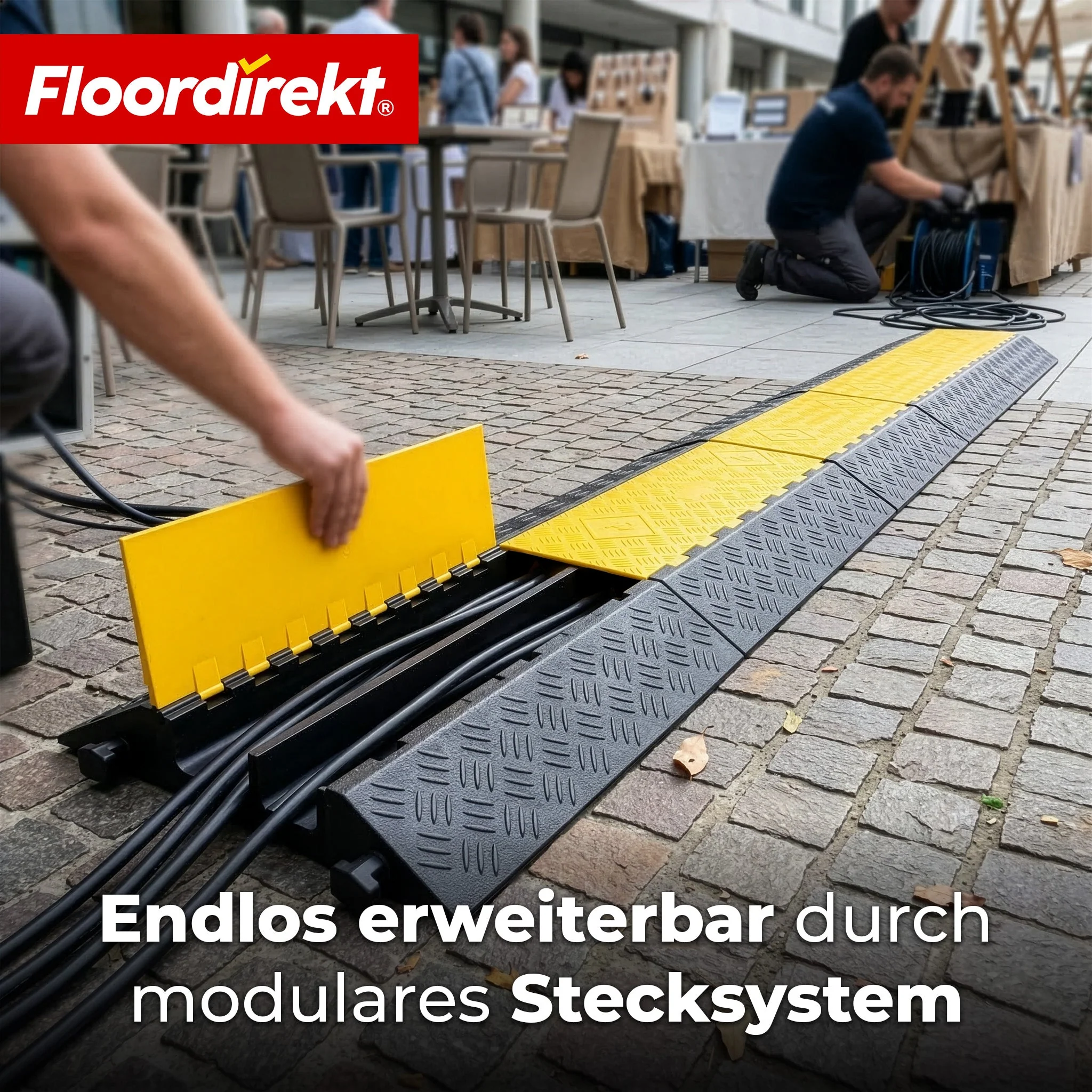 Kabelbrücke aus Gummi mit PVC-Klappe | Kabelschutzbrücke 1–5 Kanäle bis 20 t belastbar - Image 20